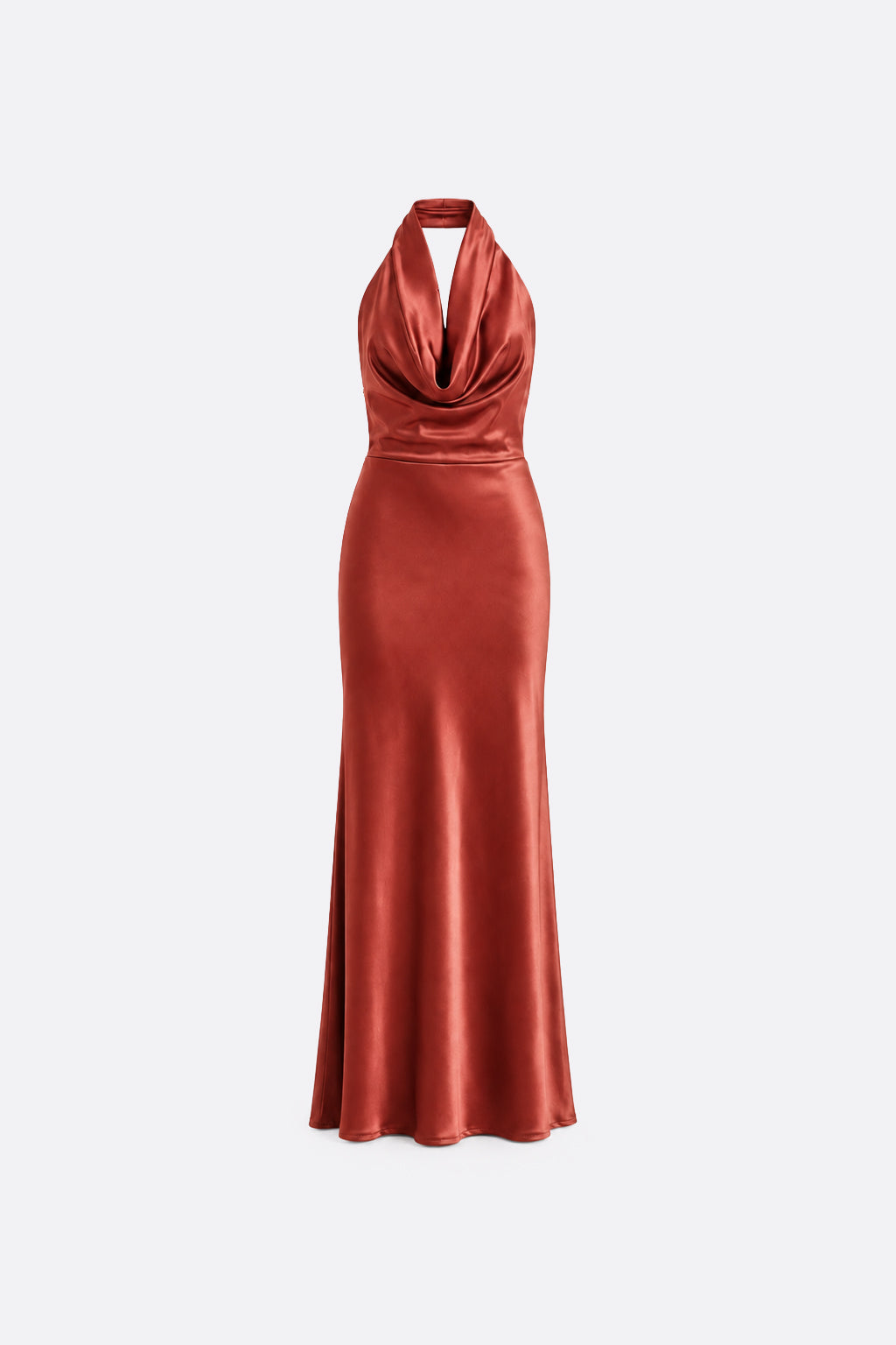 Vestido Halter Satinado - Lacre