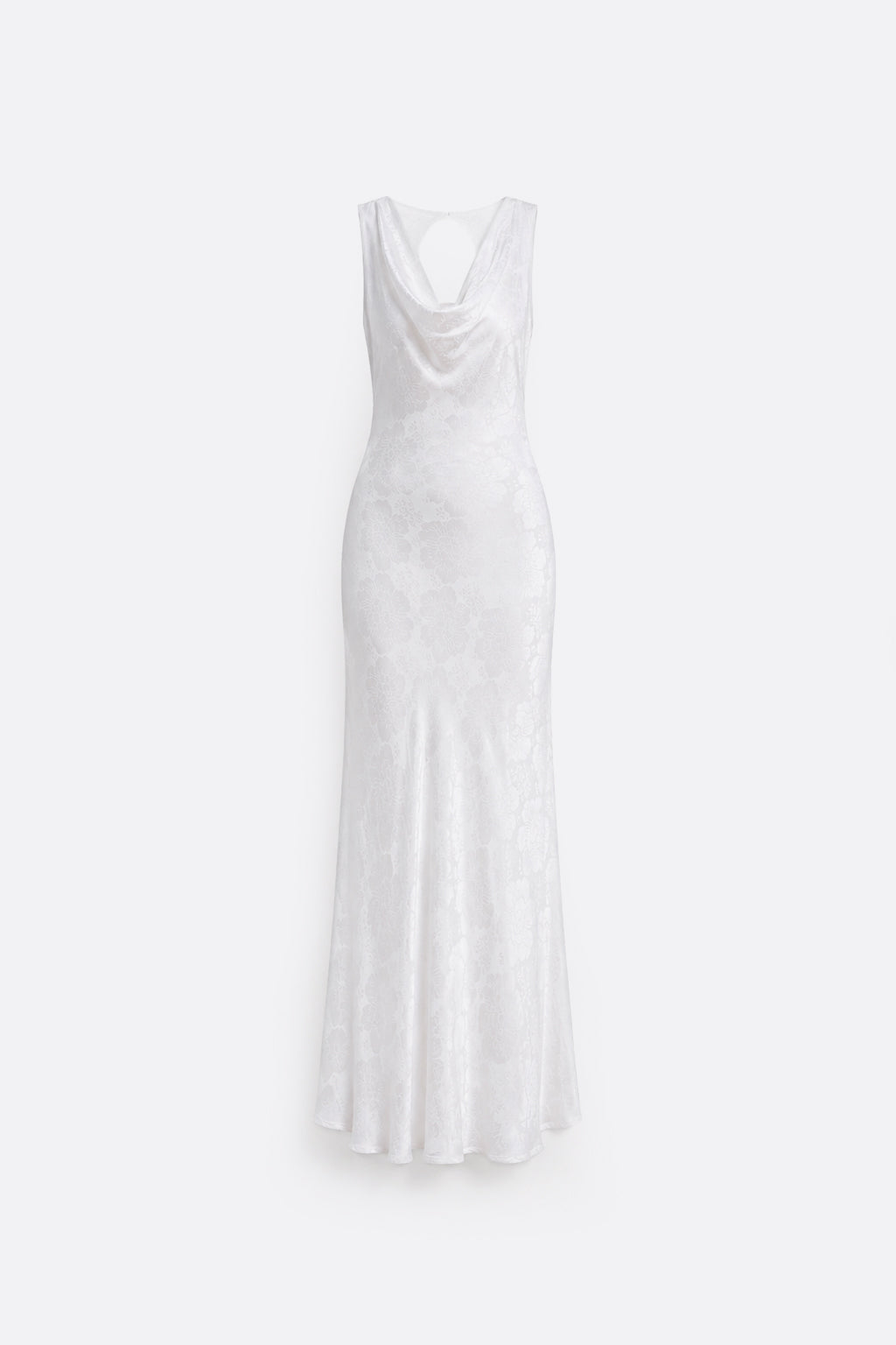 Vestido Satinado Flores - Perla