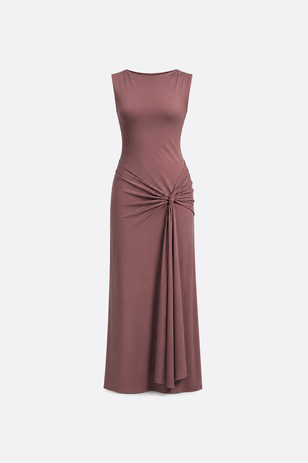 Vestido Drapeado con Caída - Marrón