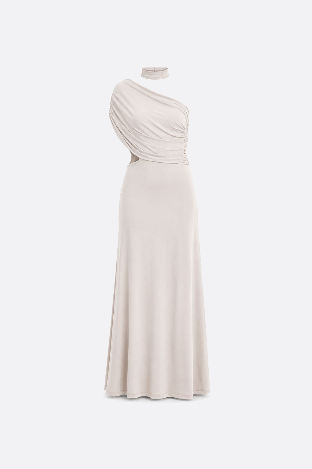 Vestido Asimétrico Drapeado - Beige