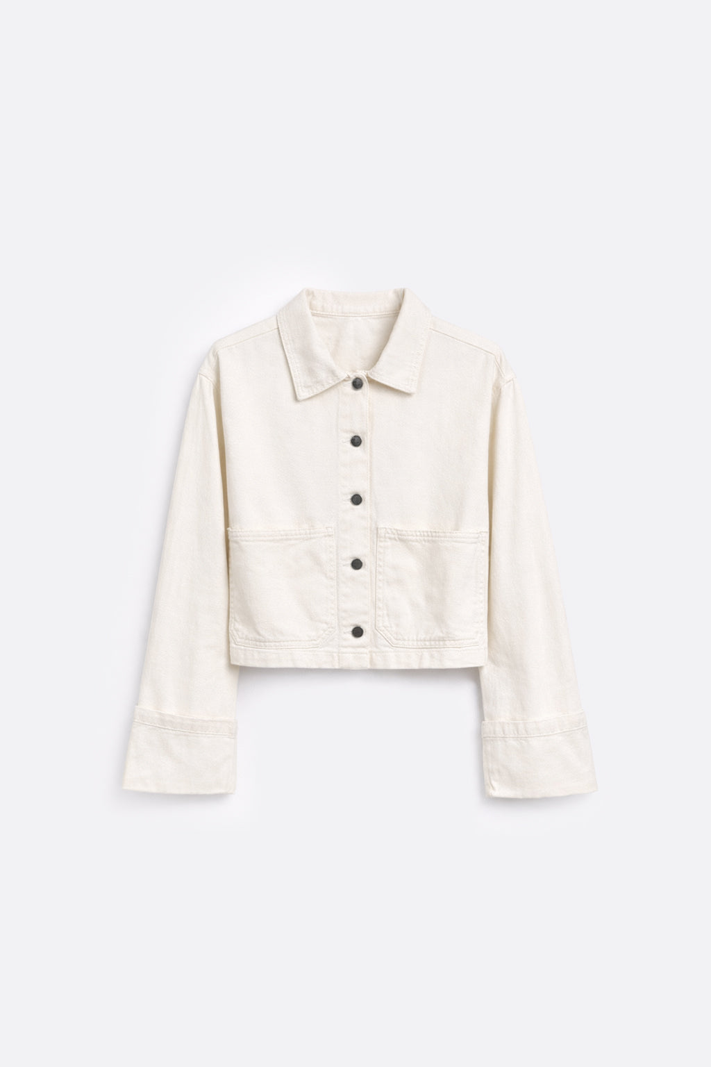 Casaca Denim Manga Doblada - Ecru