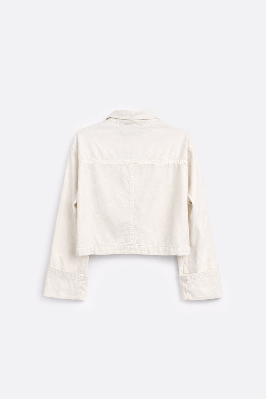 Casaca Denim Manga Doblada - Ecru