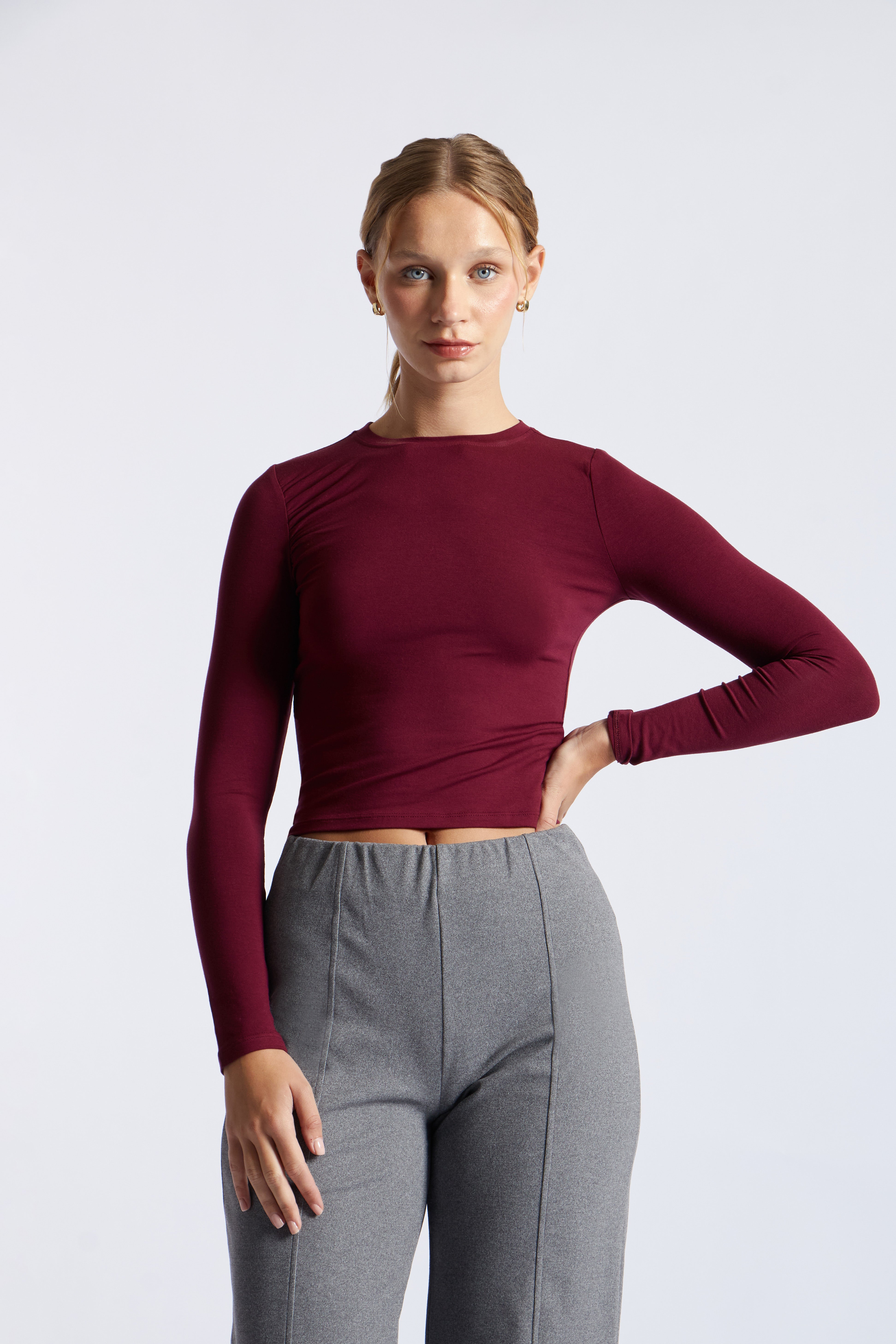 Top Básico Fruncido - Borgoña