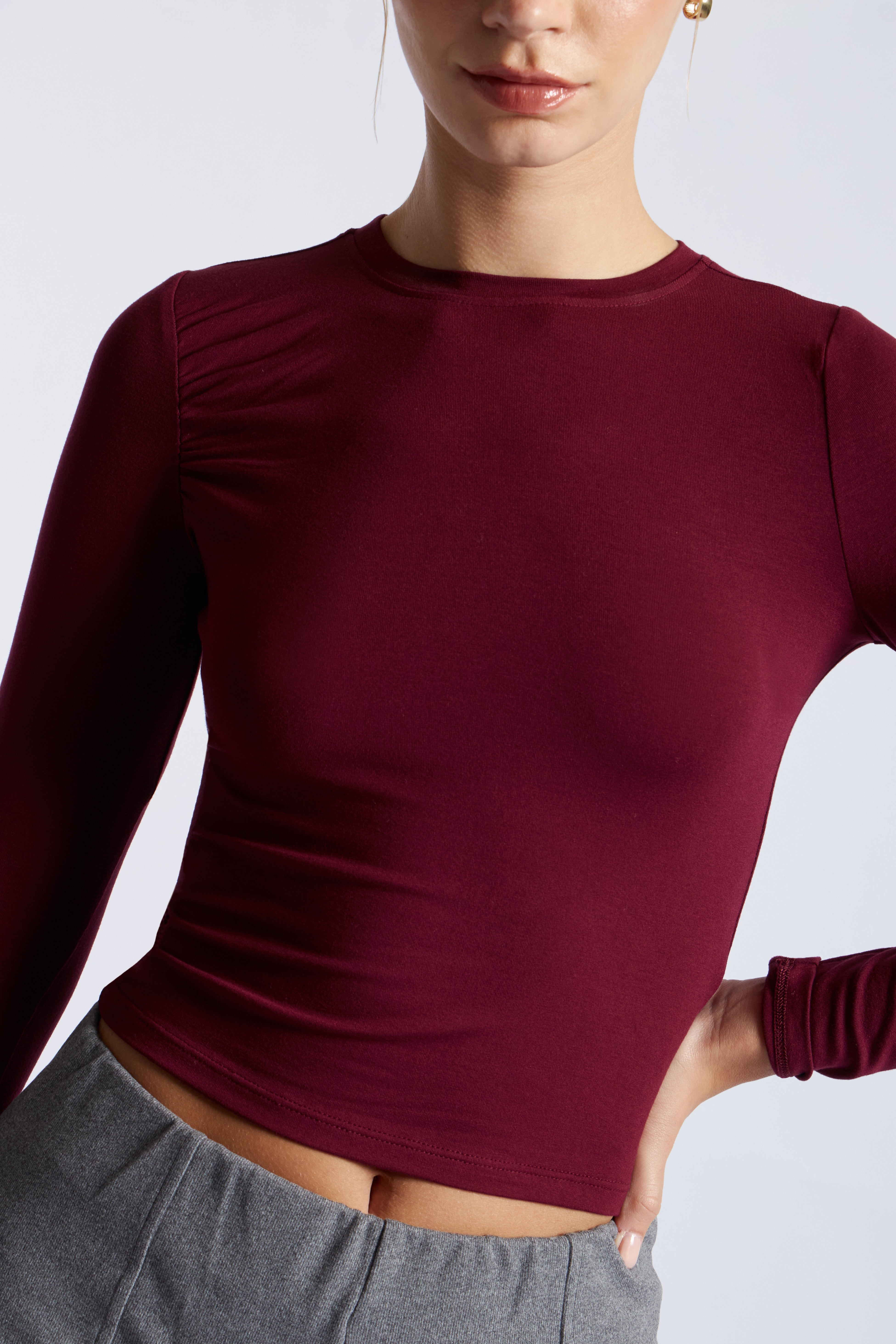 Top Básico Fruncido - Borgoña