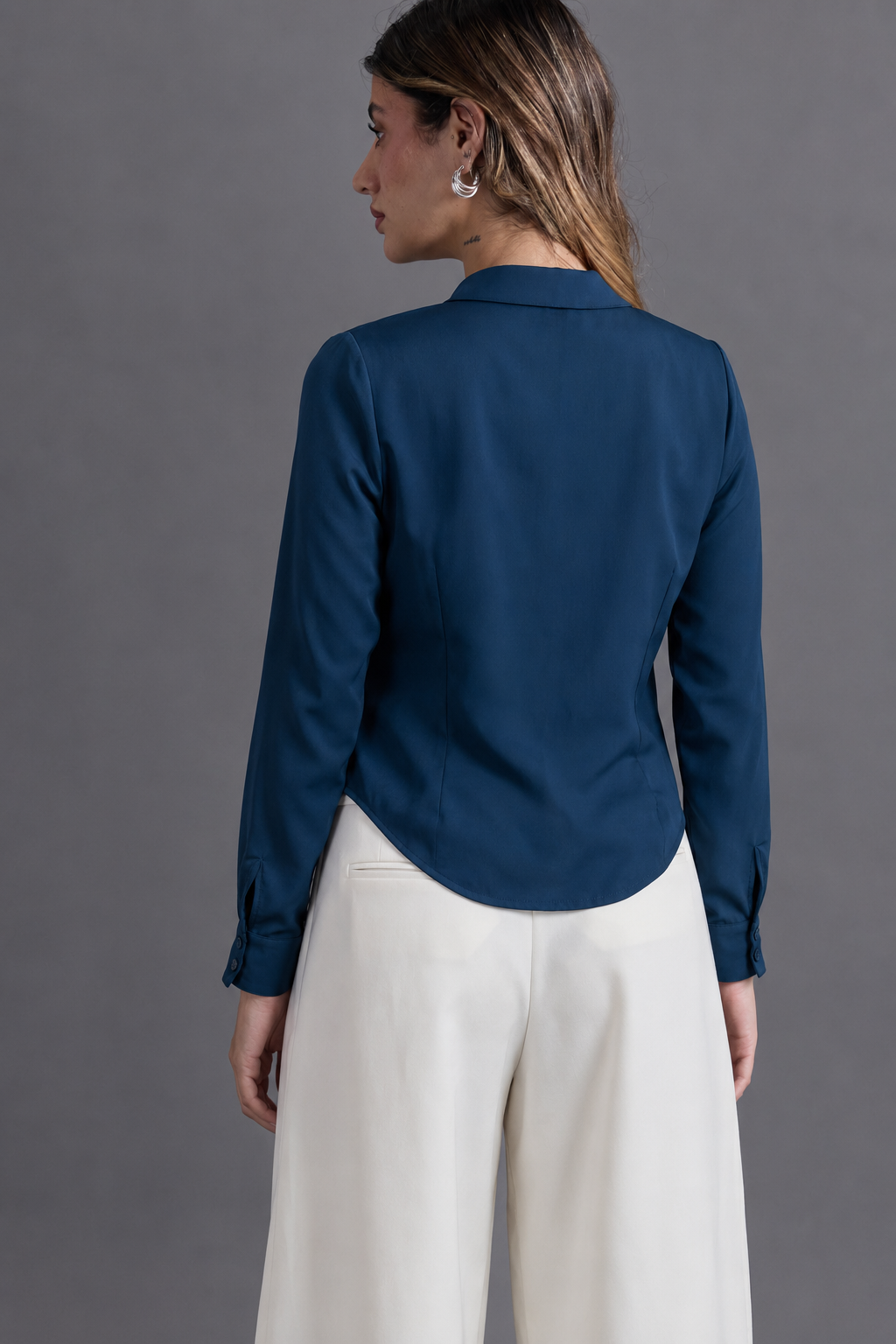 Blusa Satín Luxe - Cobalto