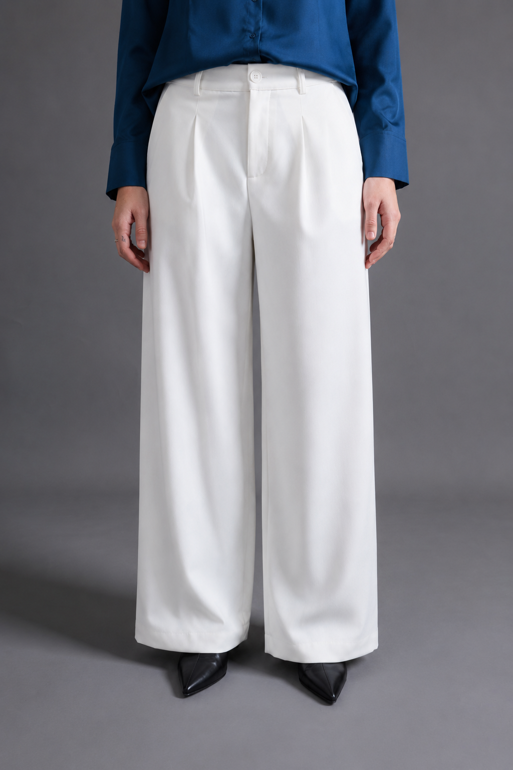 Pantalón Sastrero Pliegues - Perla