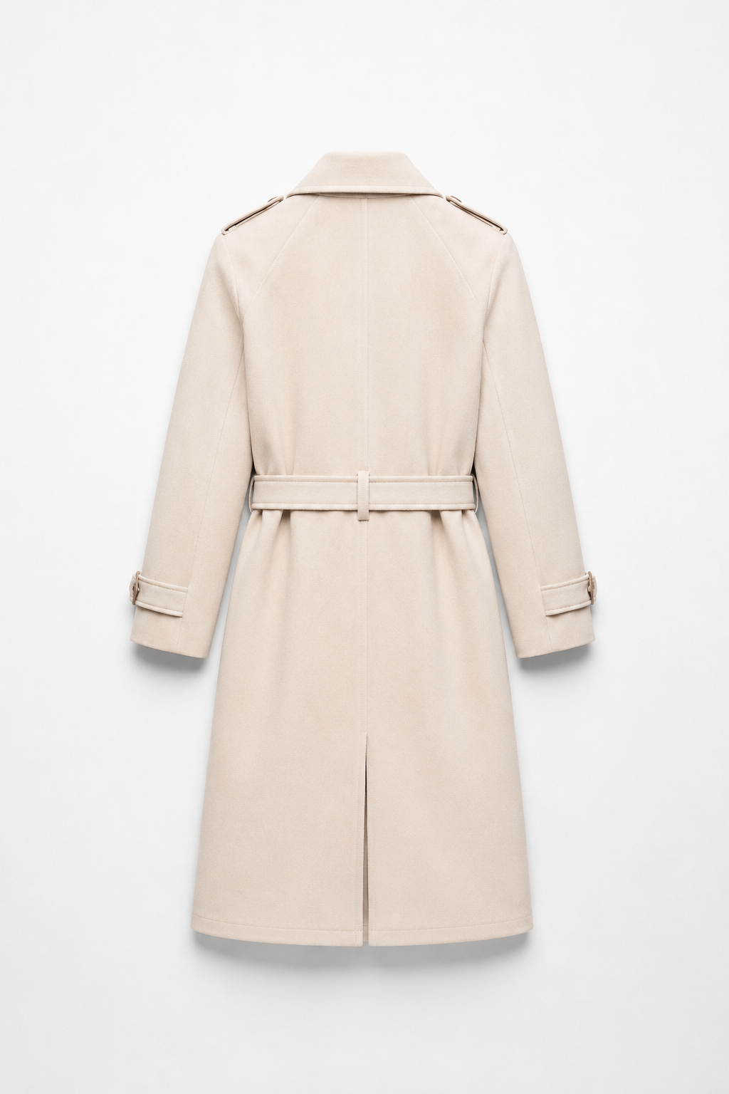 Gabardina Cruzada con Cinturón - Beige