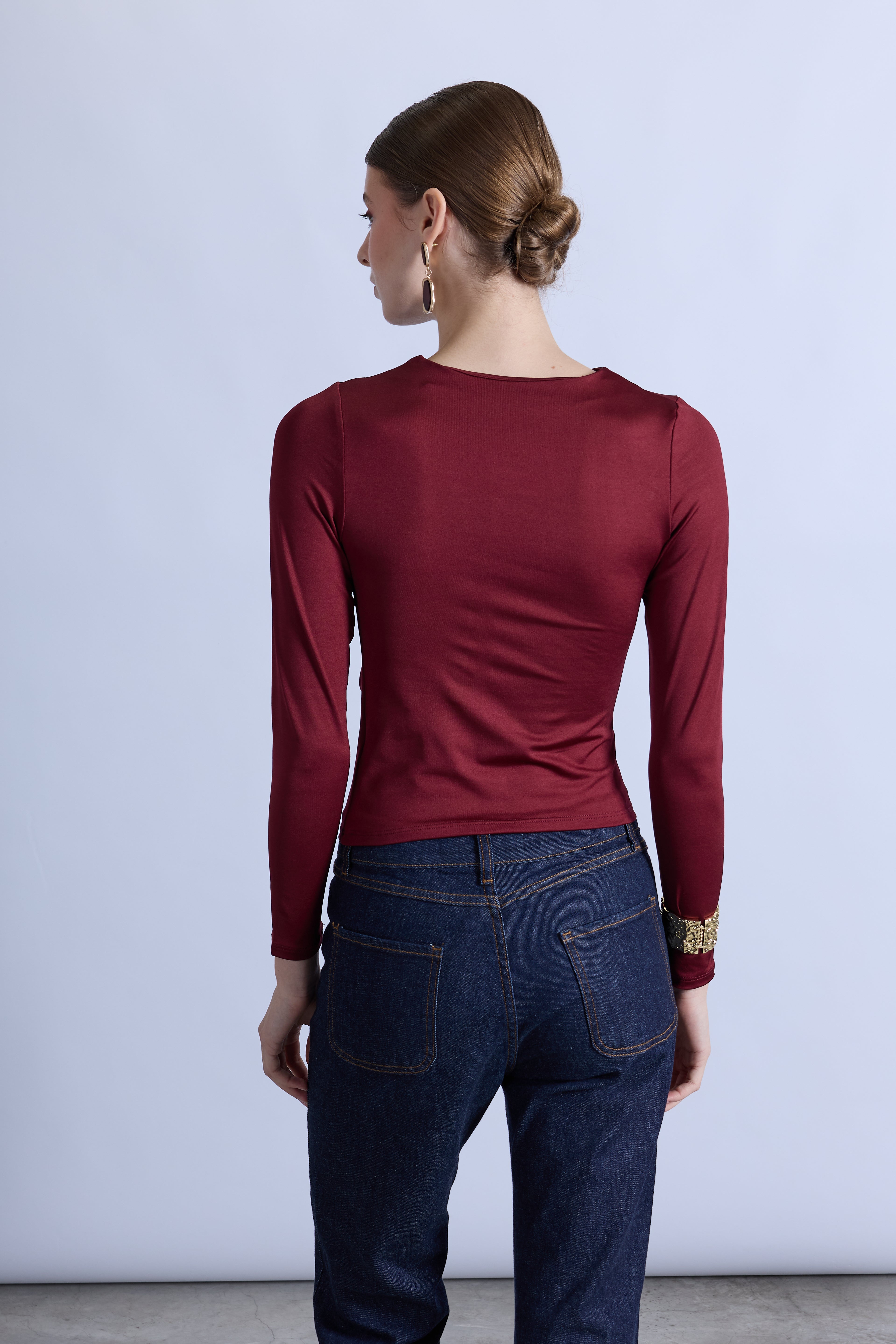Top Drapeado Cuello Alto - Vino