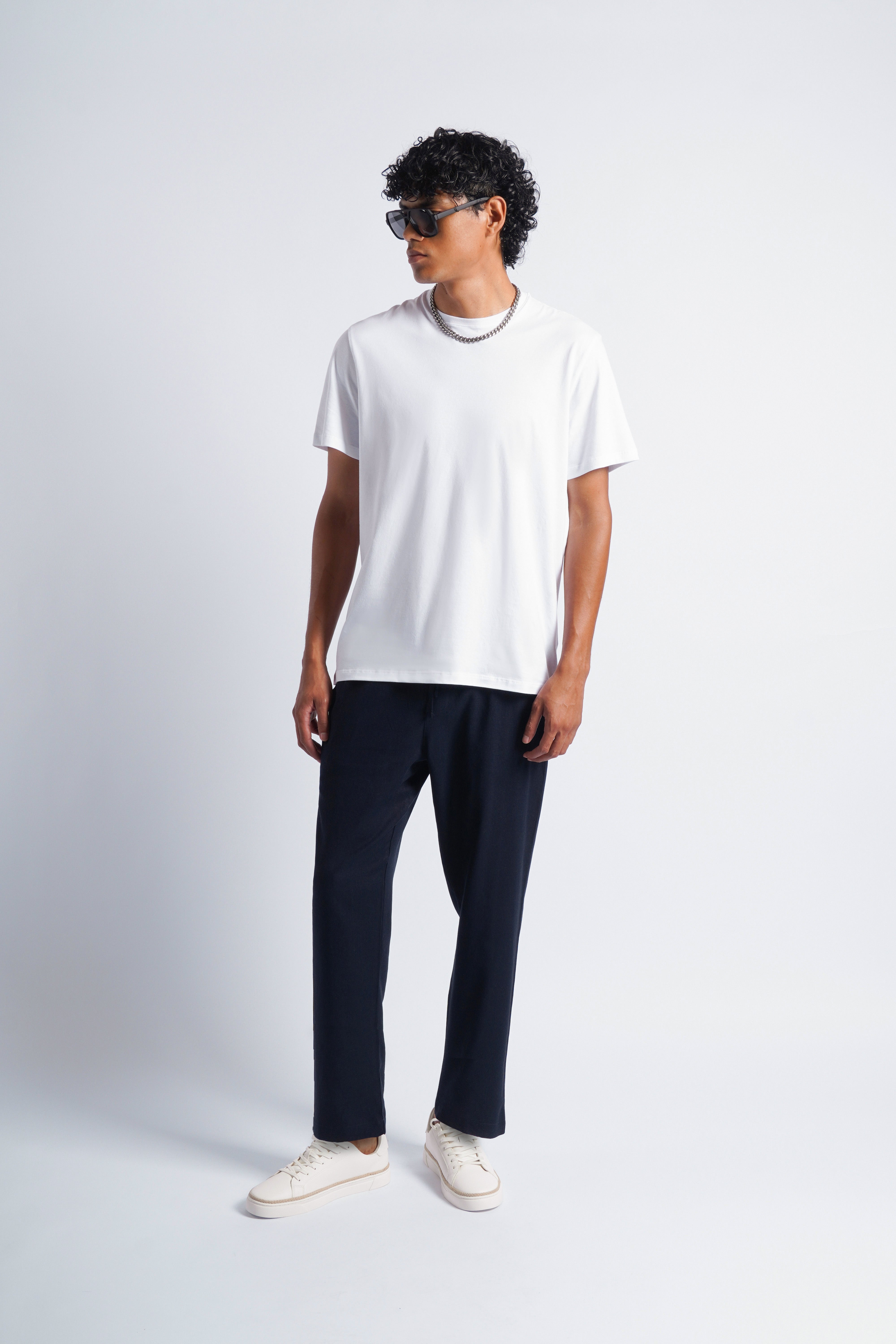 Pantalón Recto Lino - Azul Marino