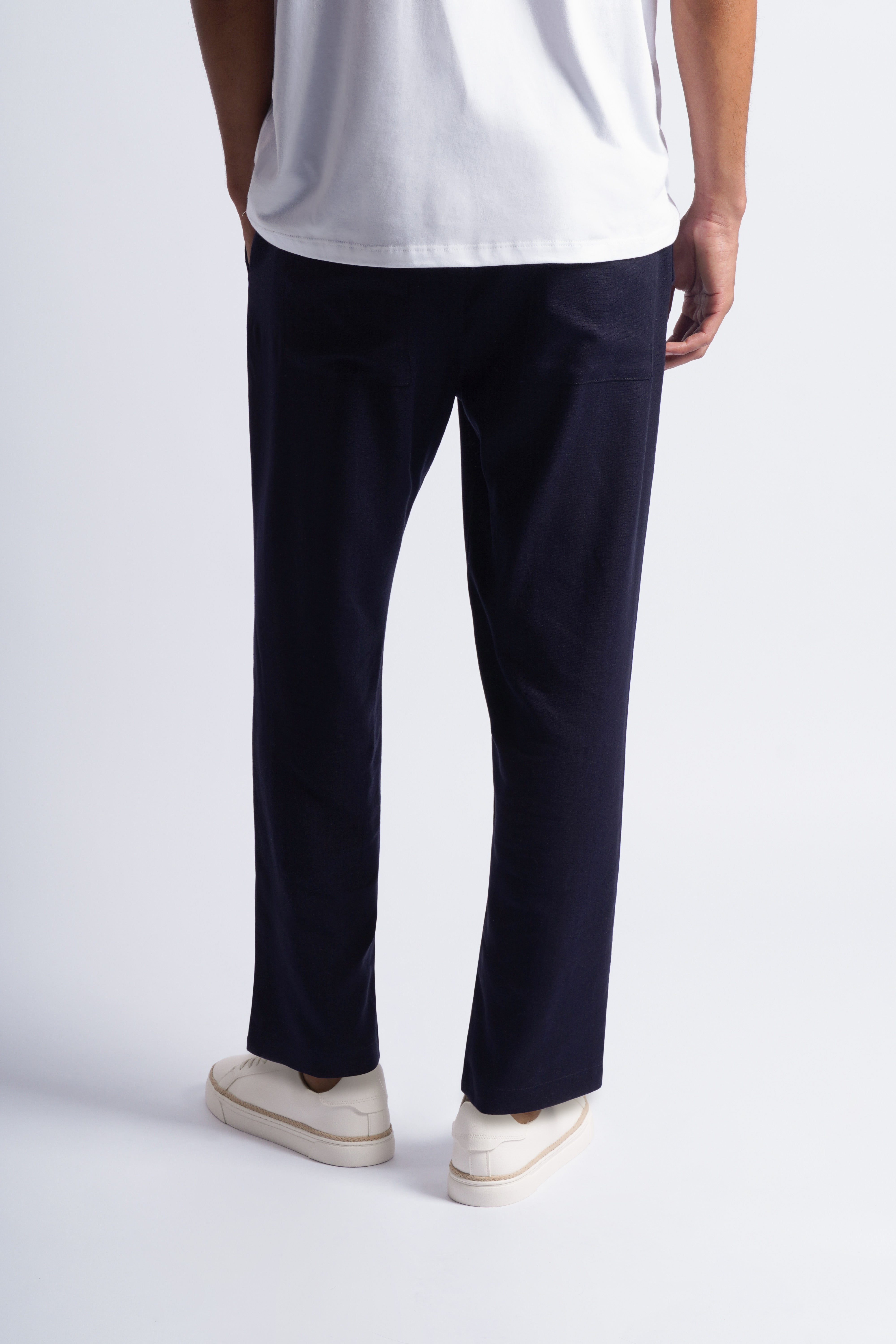 Pantalón Recto Lino - Azul Marino