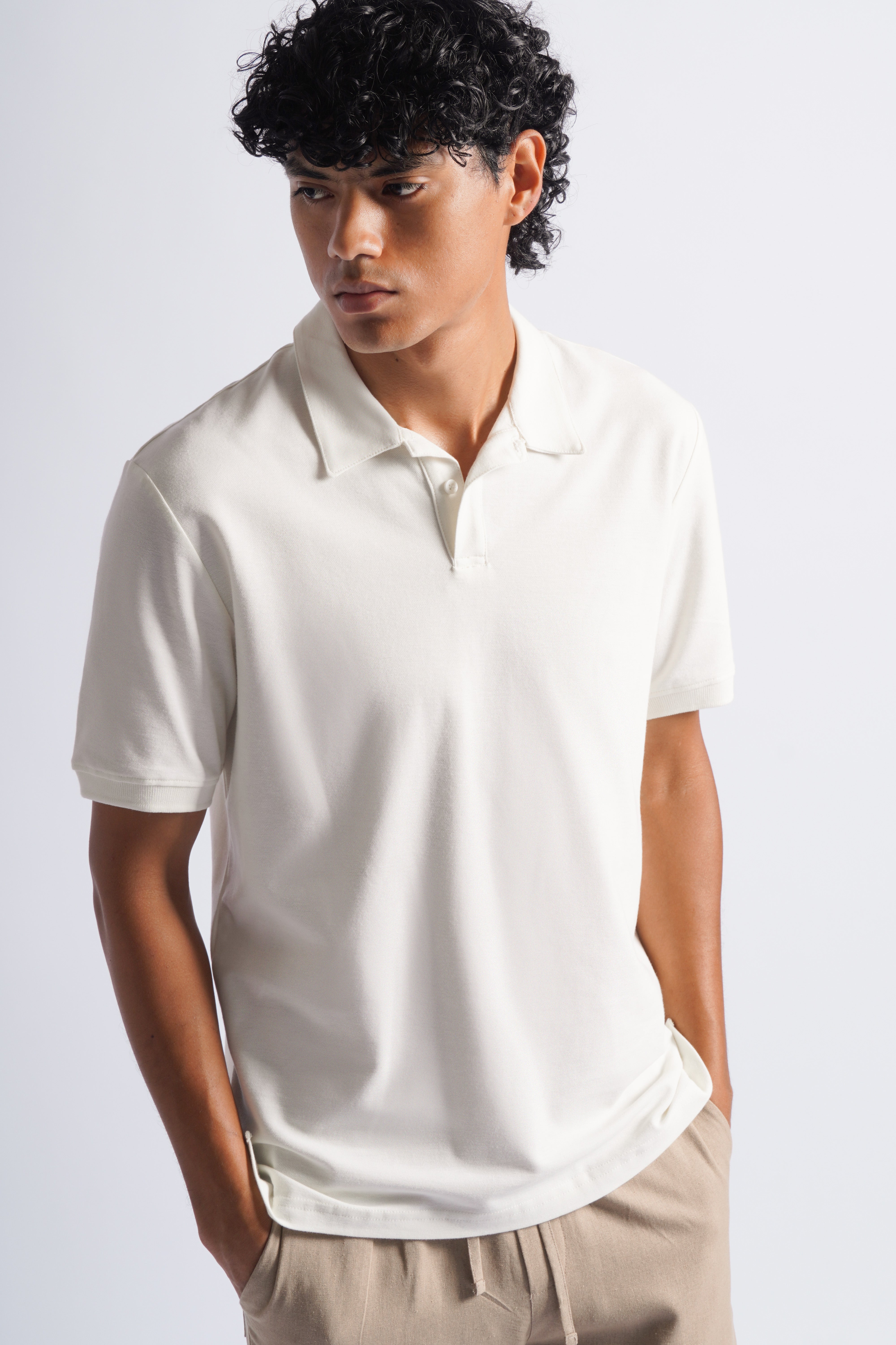 Polo Piqué Camisero - Perla