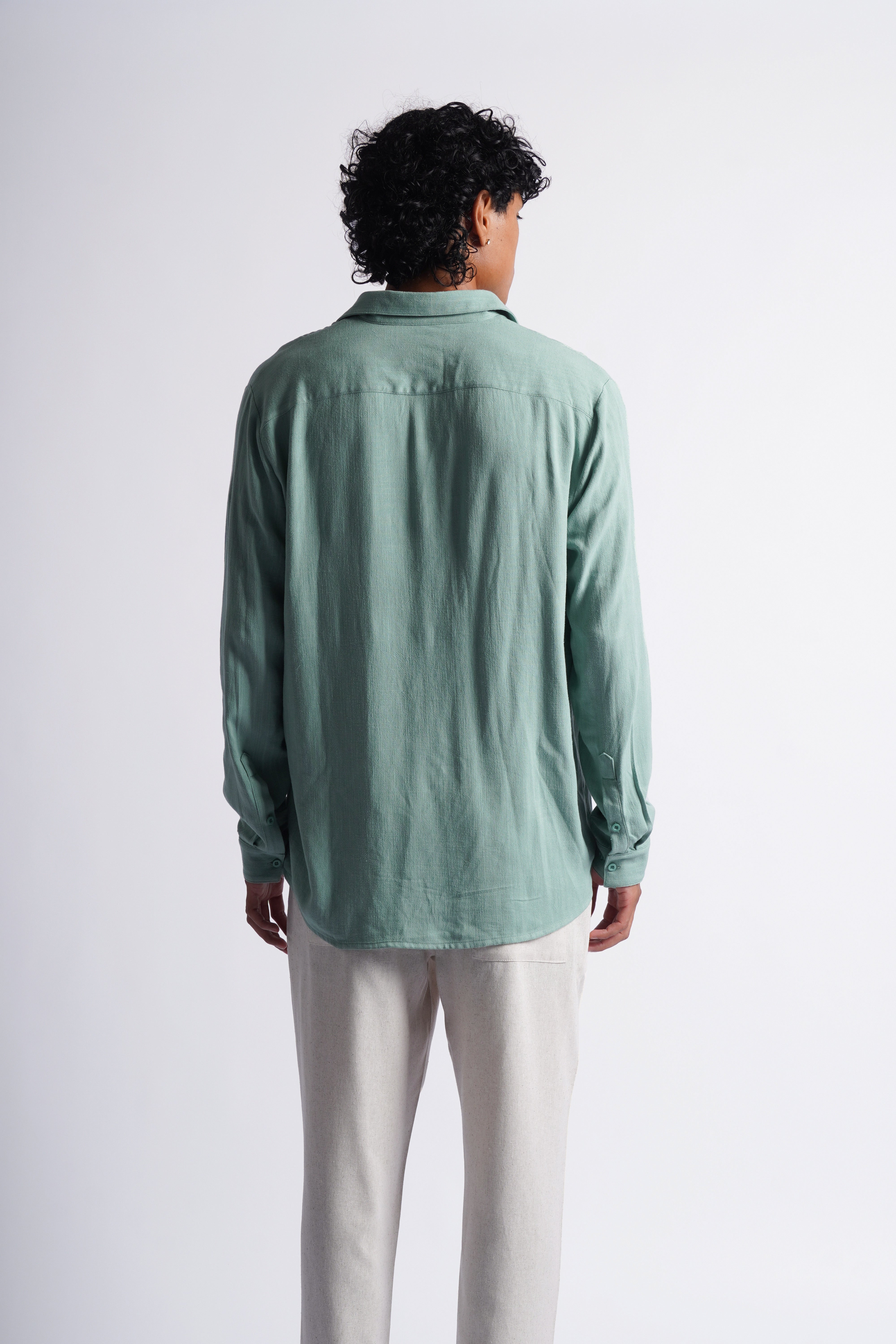 Camisa Larga Lino - Verde Laurel