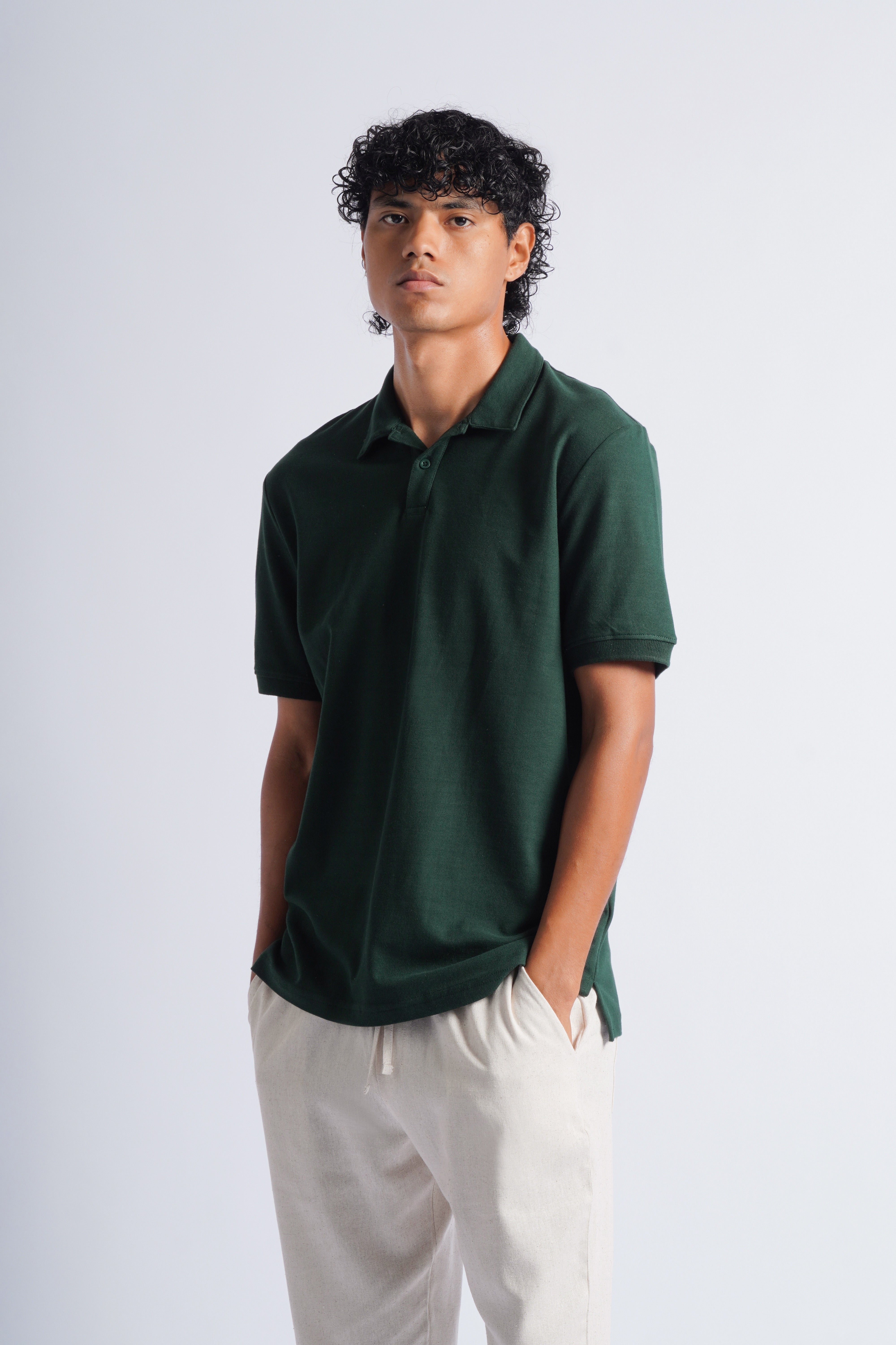 Polo Piqué Camisero - Verde Botella