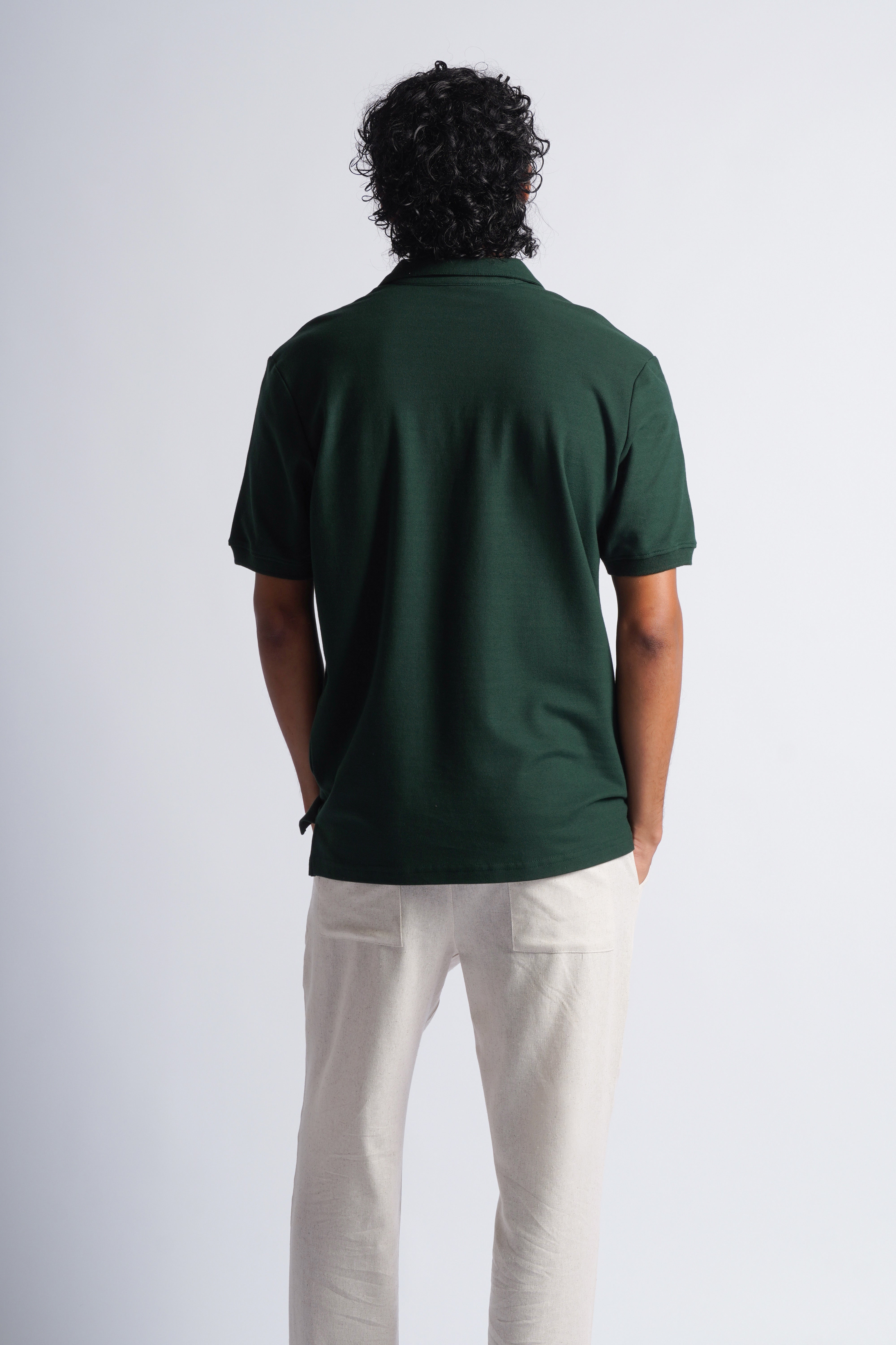 Polo Piqué Camisero - Verde Botella