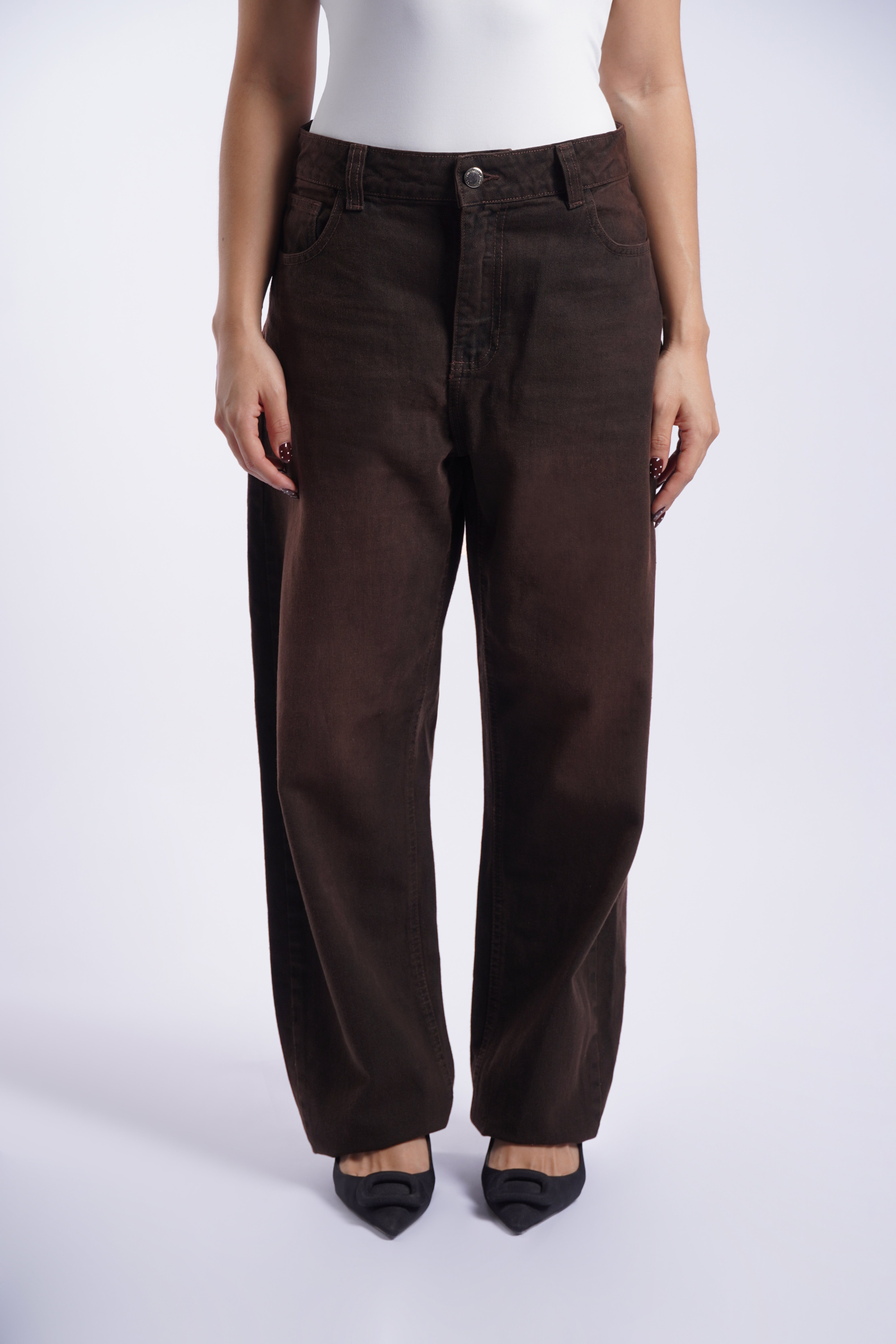 Pantalón Denim Balloon - Marrón