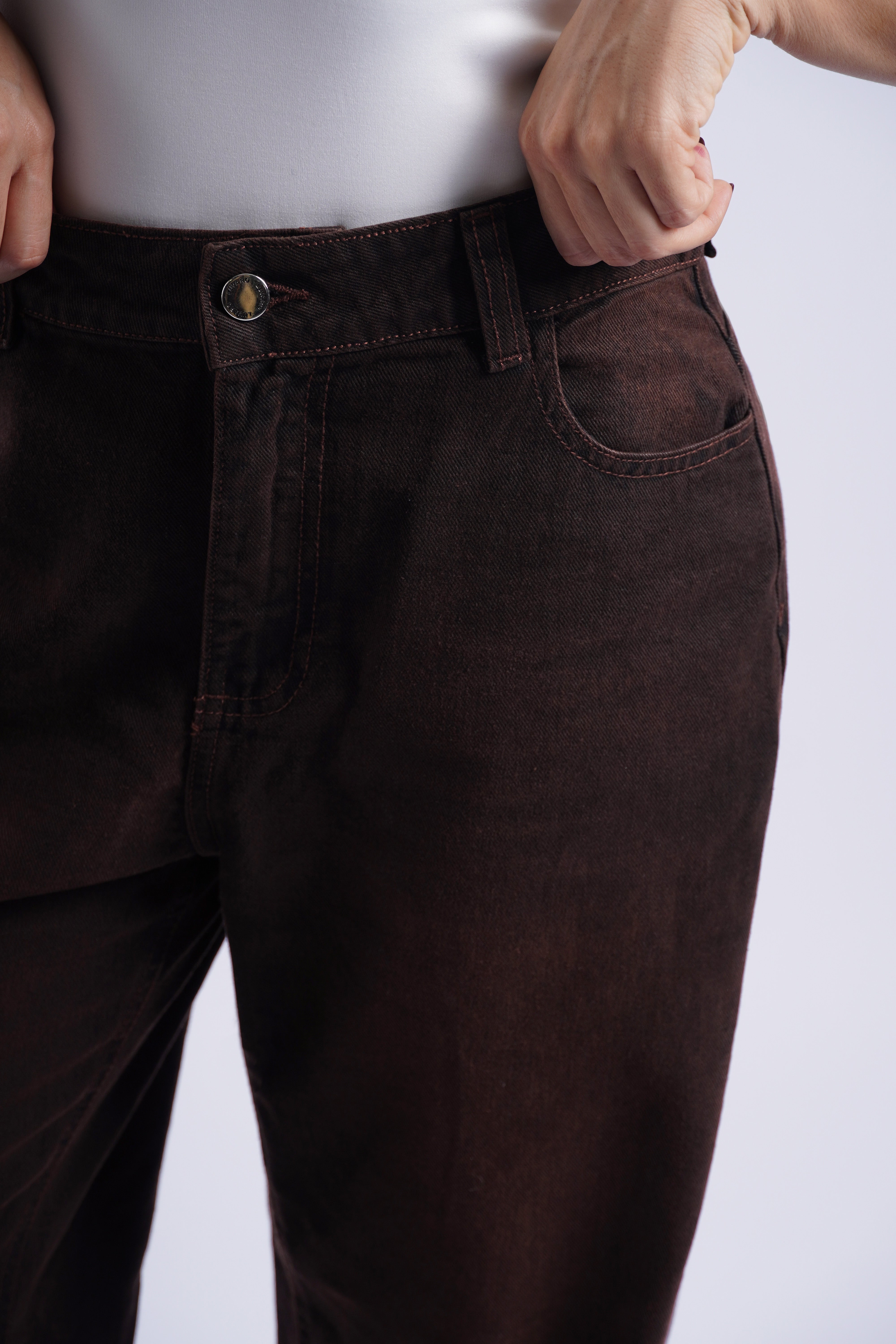 Pantalón Denim Balloon - Marrón