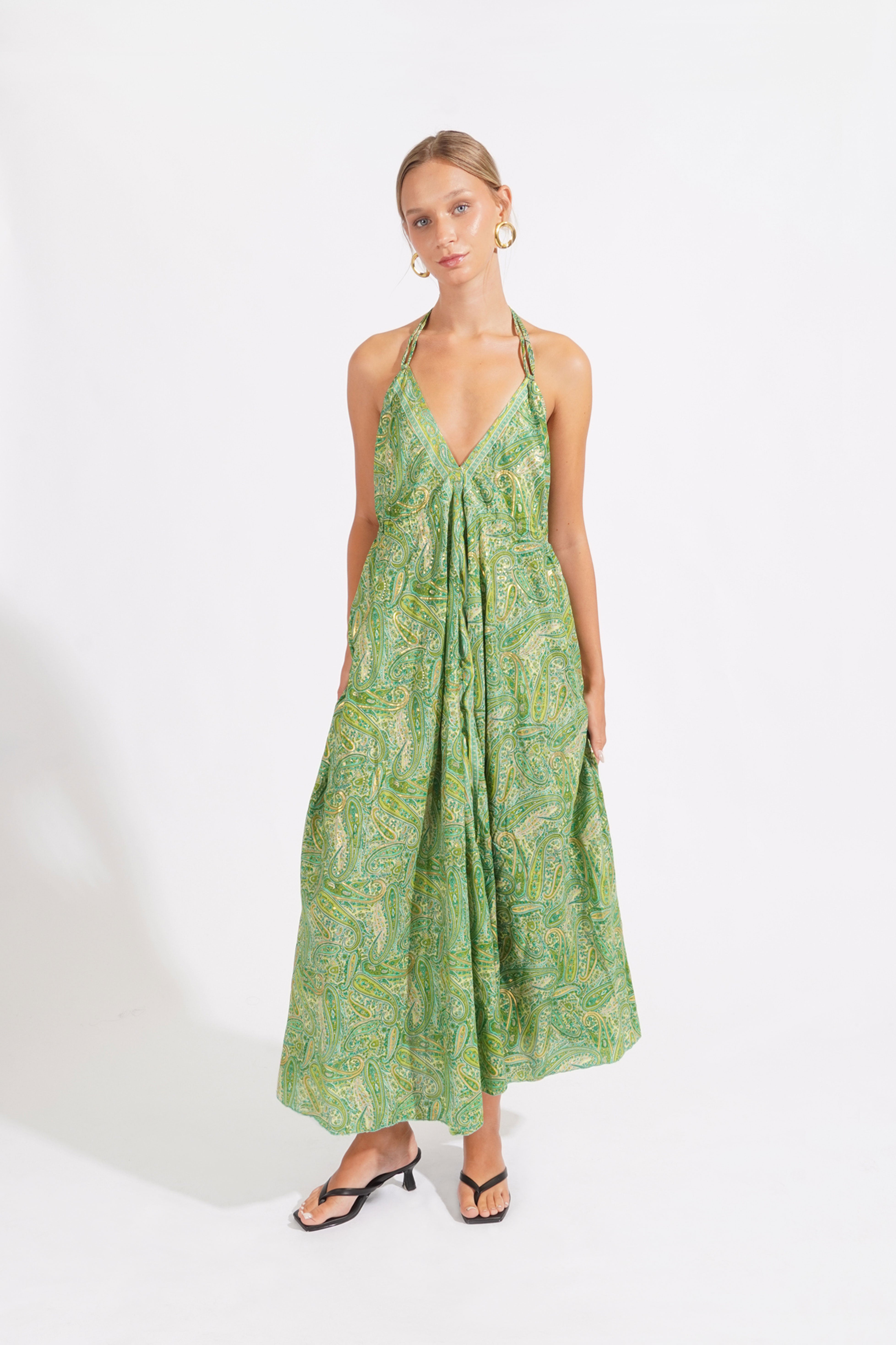 Vestido Indú Hoja Orgánica - Verde