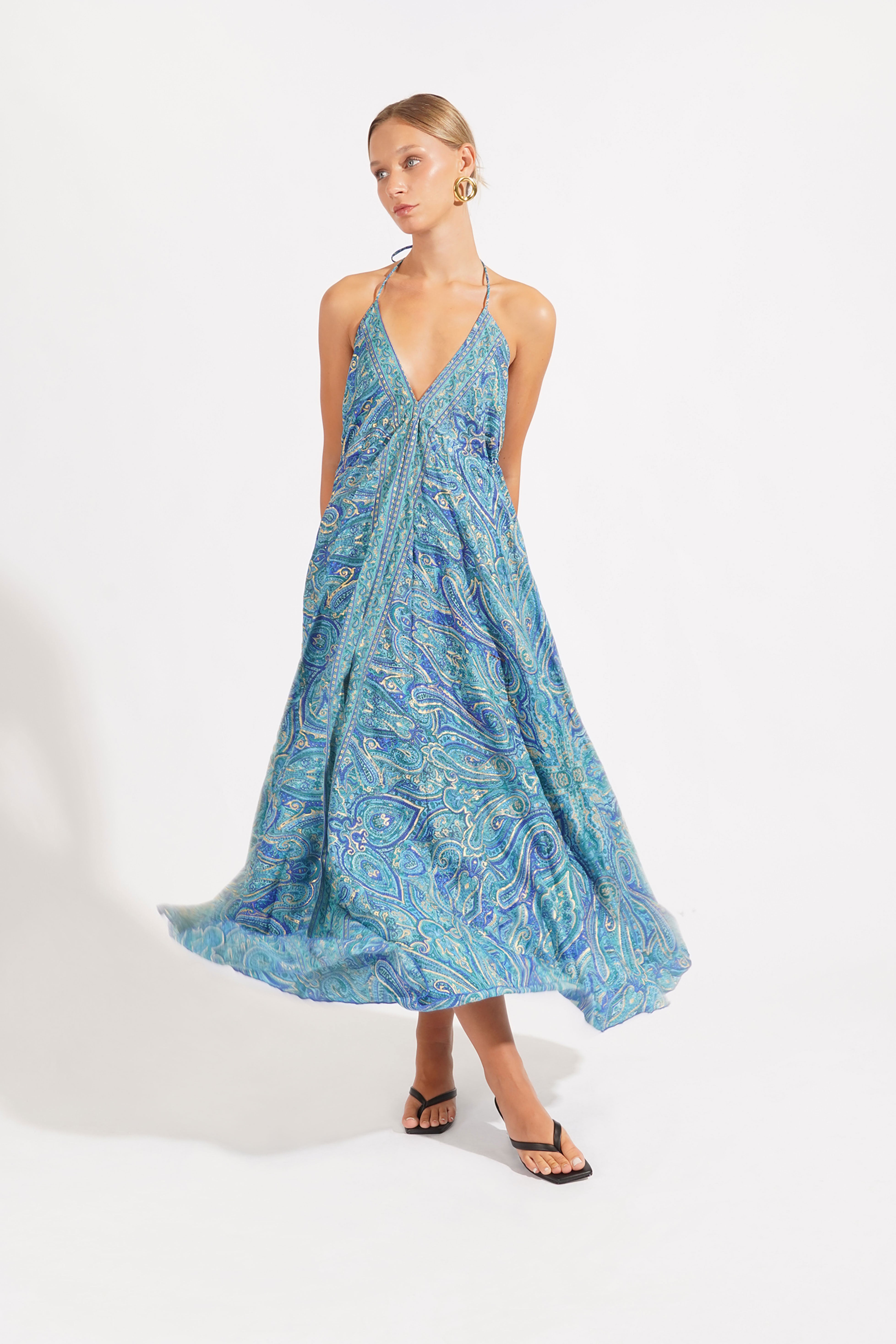 Vestido Indú Fluido - Azul Cobalto