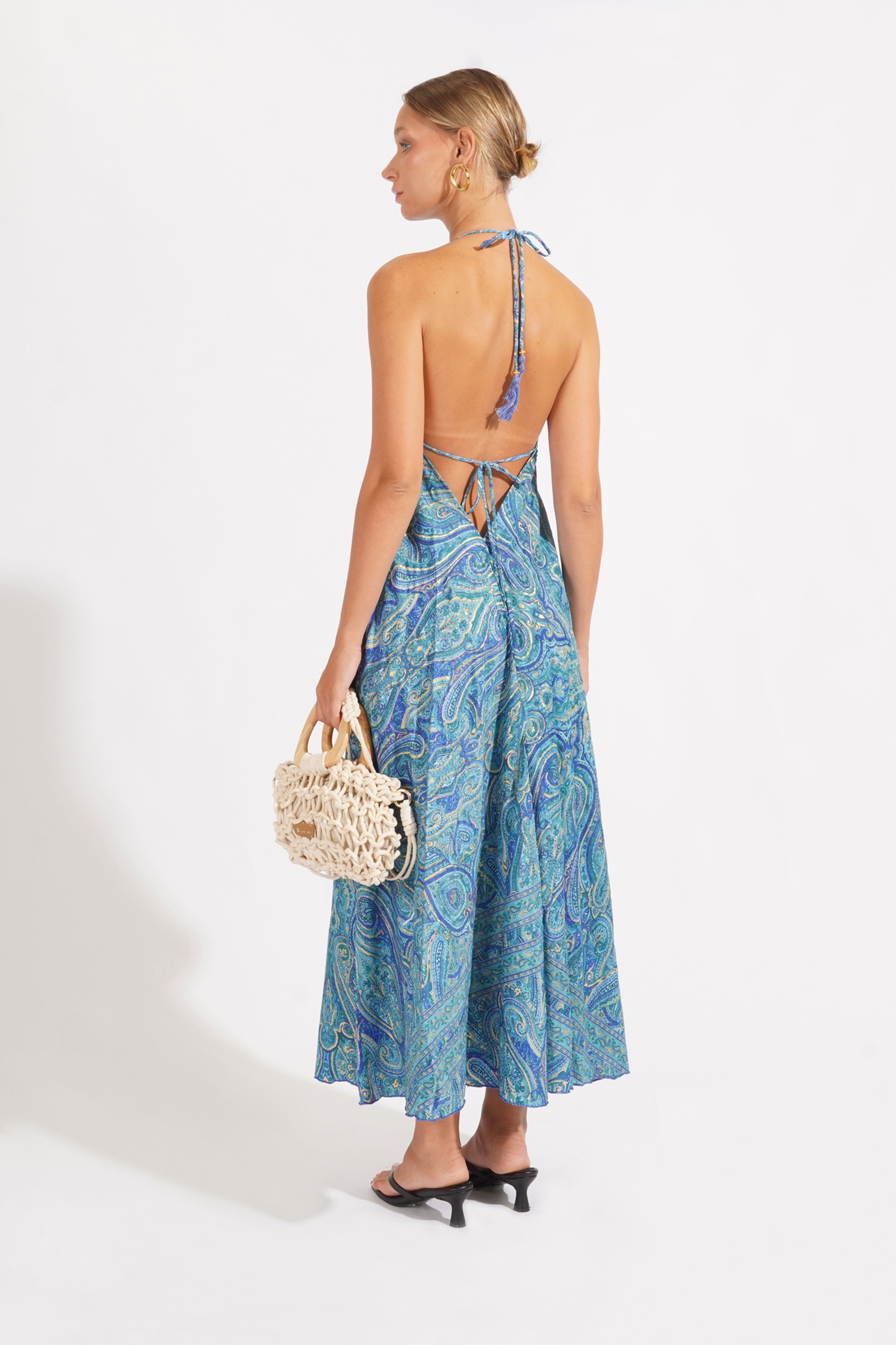 Vestido Indú Fluido - Azul Cobalto