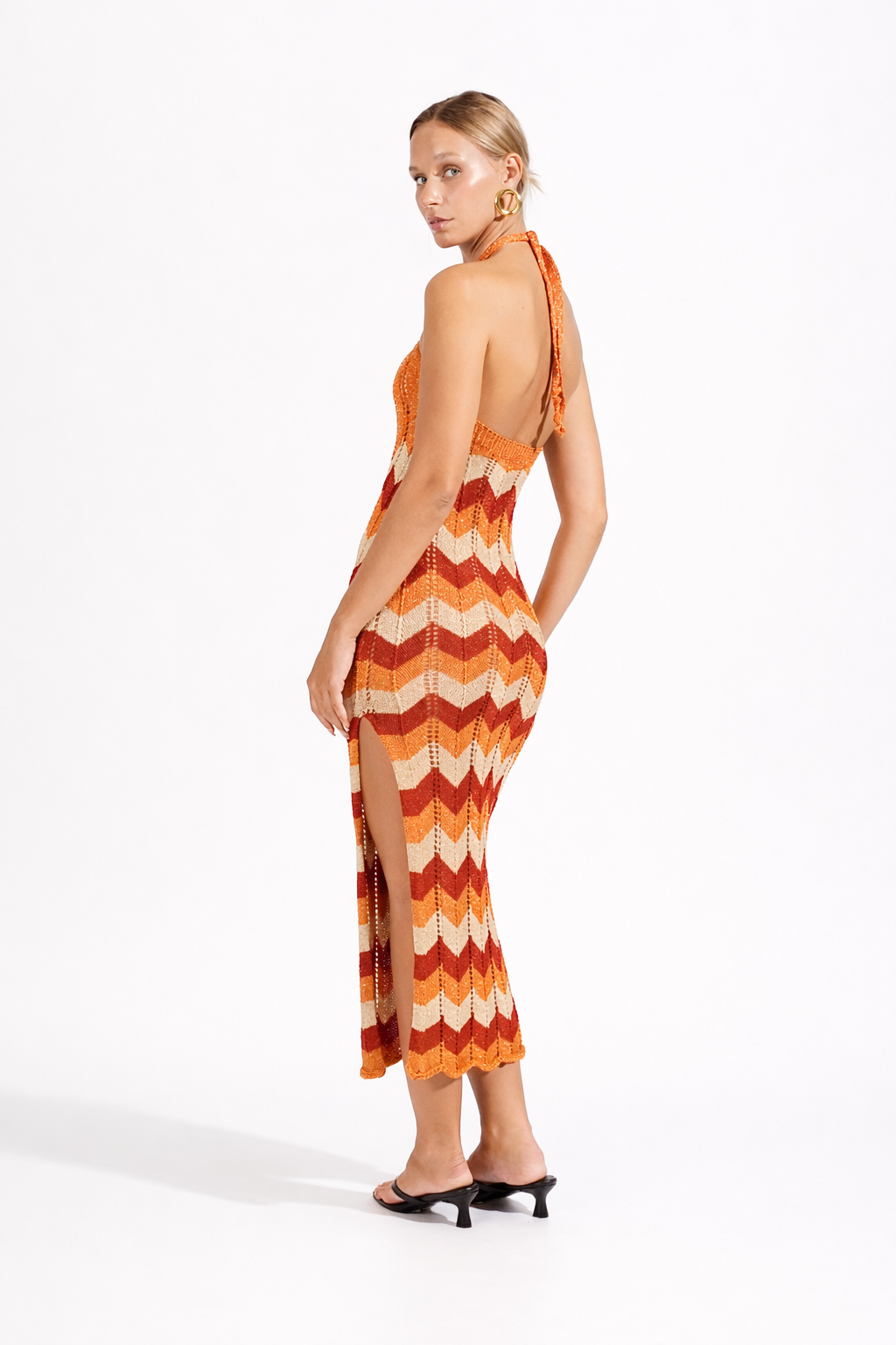 Vestido Midi Rayas - Naranja