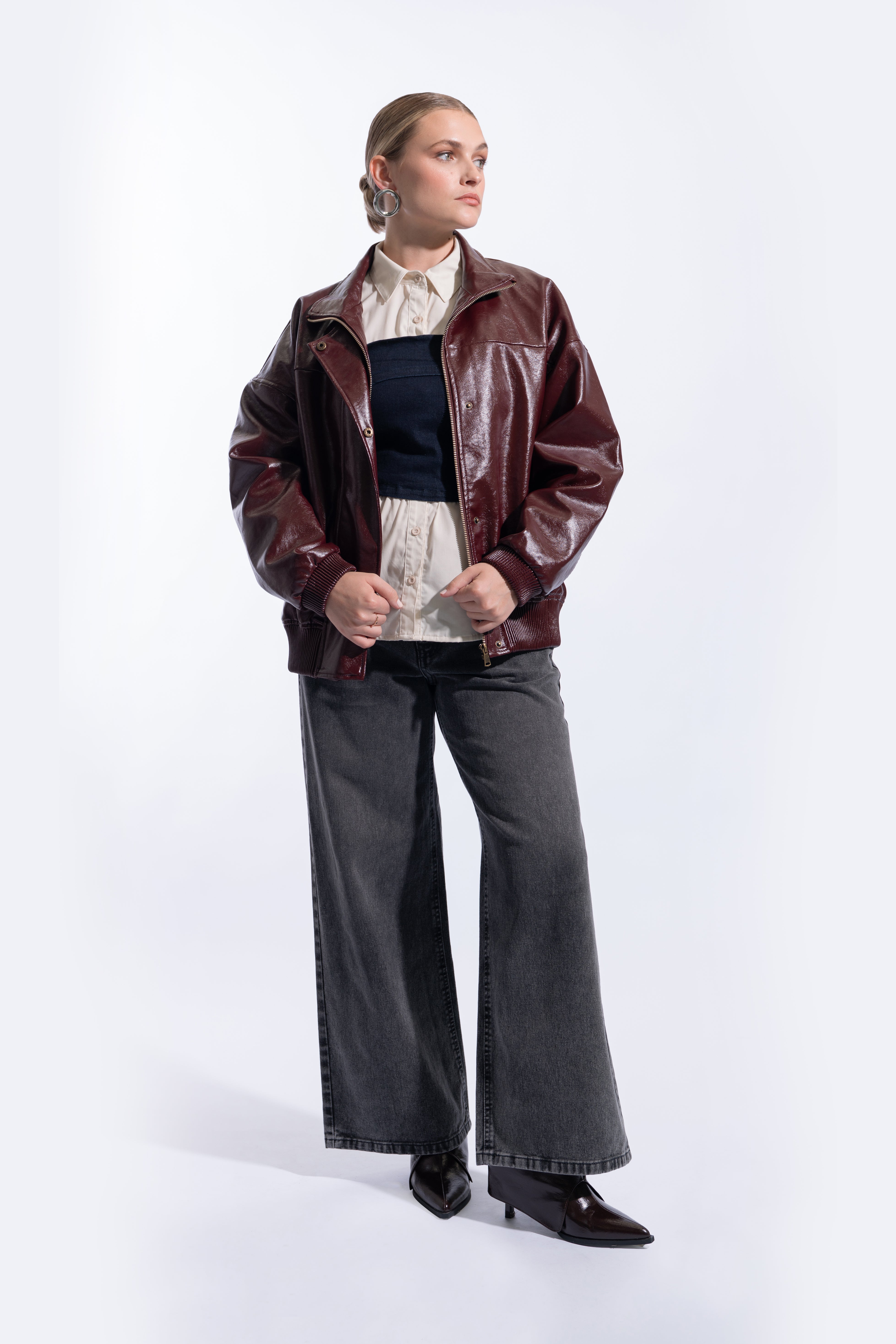 Casaca Leather Oversize - Burgundy
