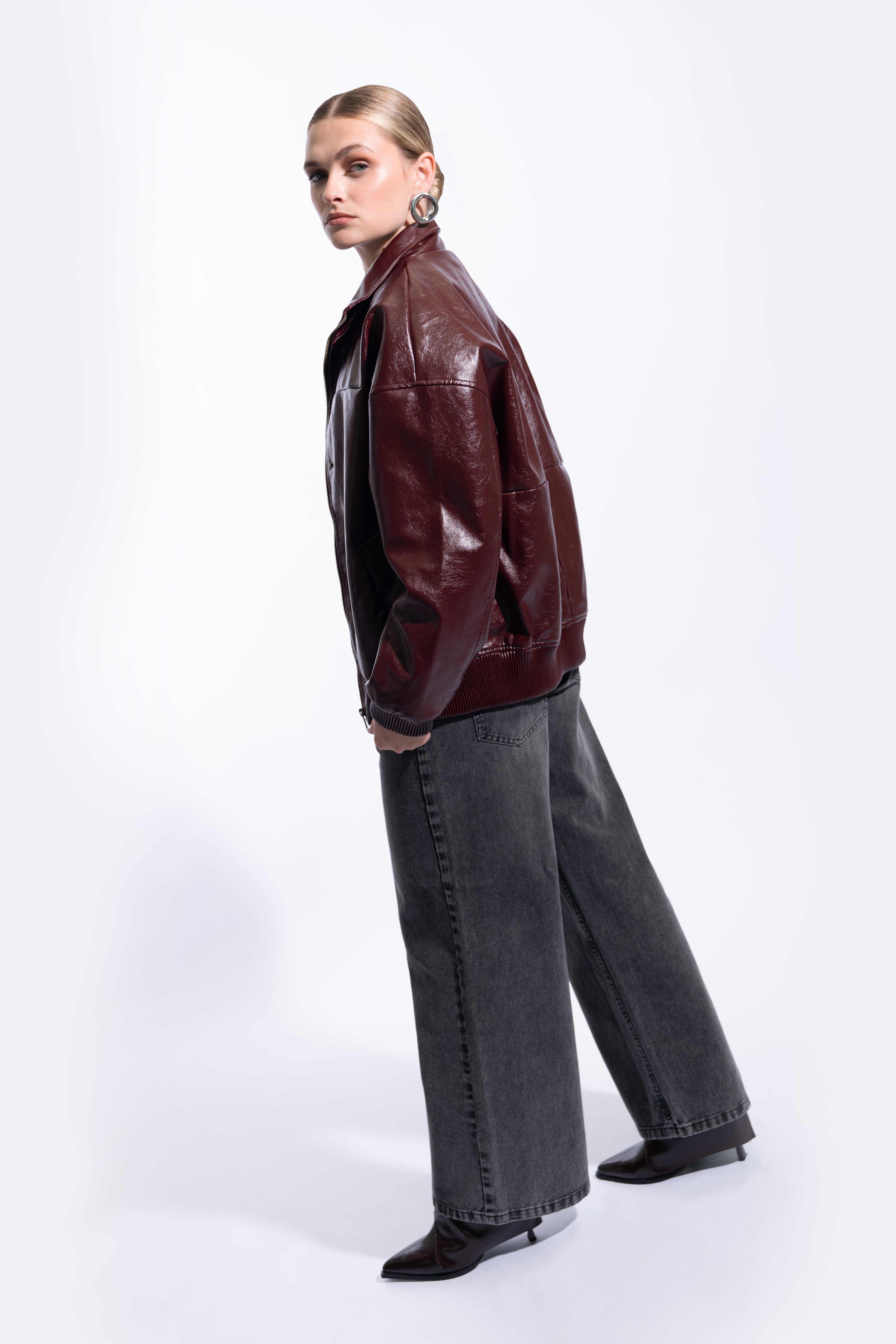 Casaca Leather Oversize - Burgundy