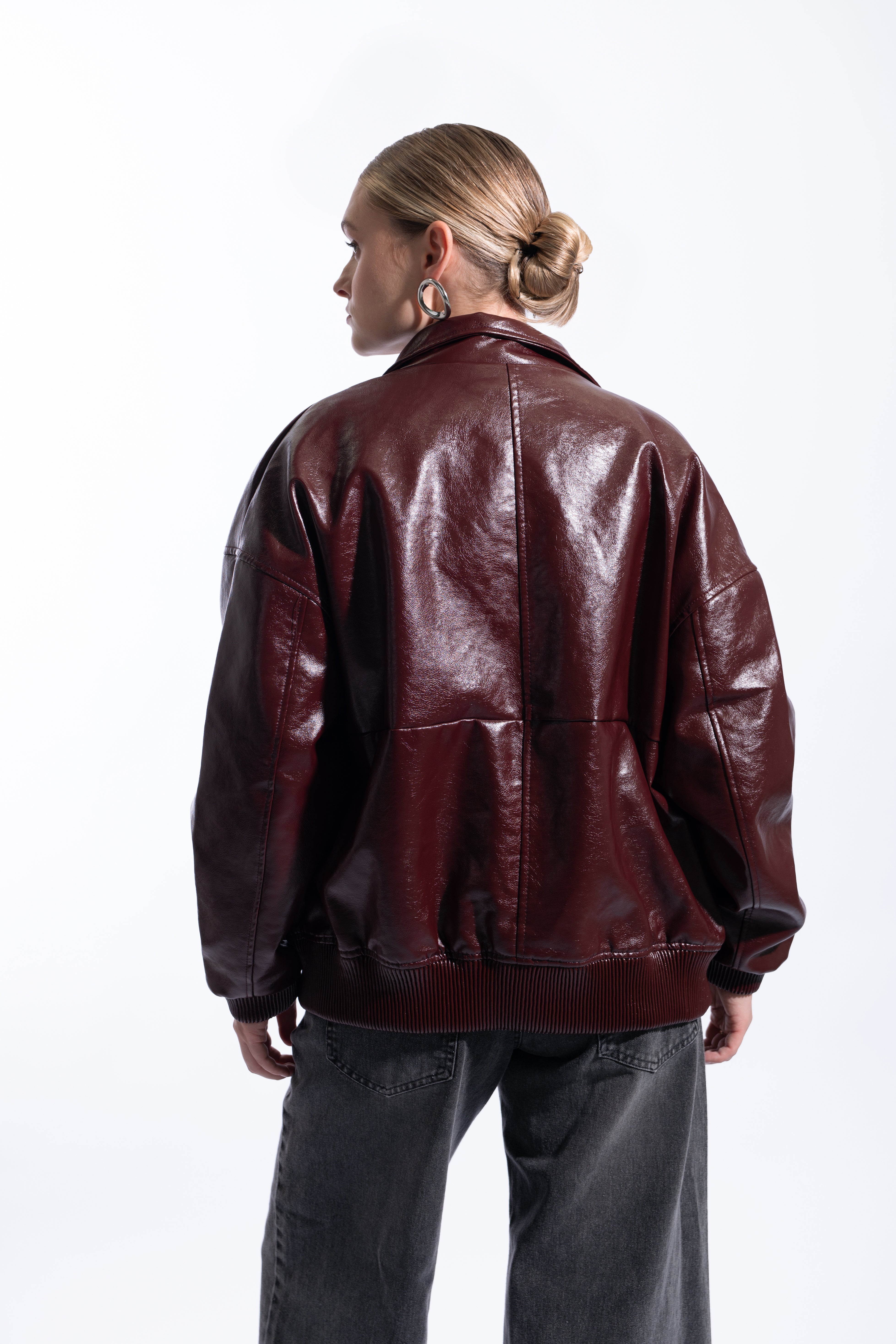 Casaca Leather Oversize - Burgundy