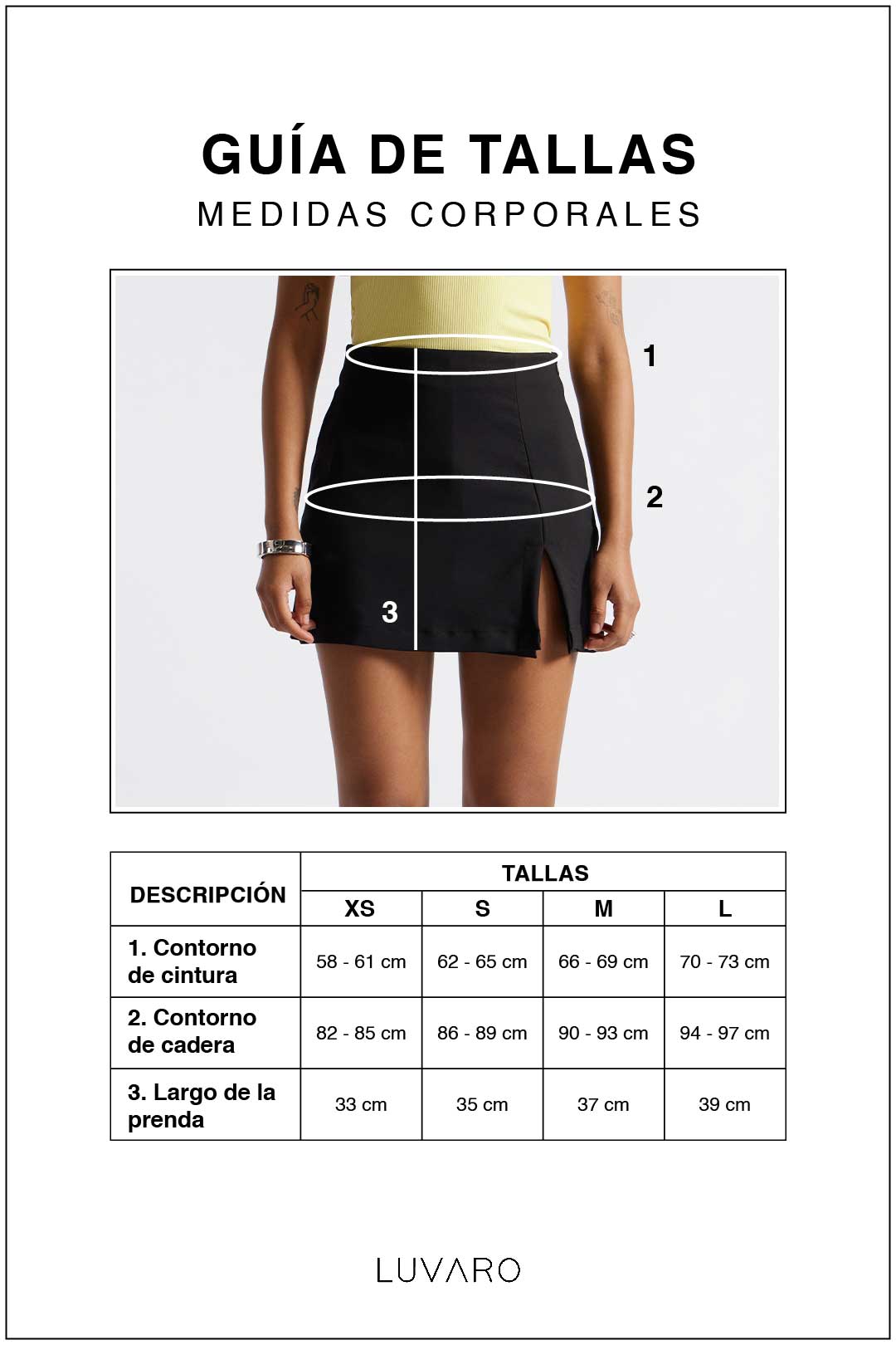Falda Short Abertura - Negro