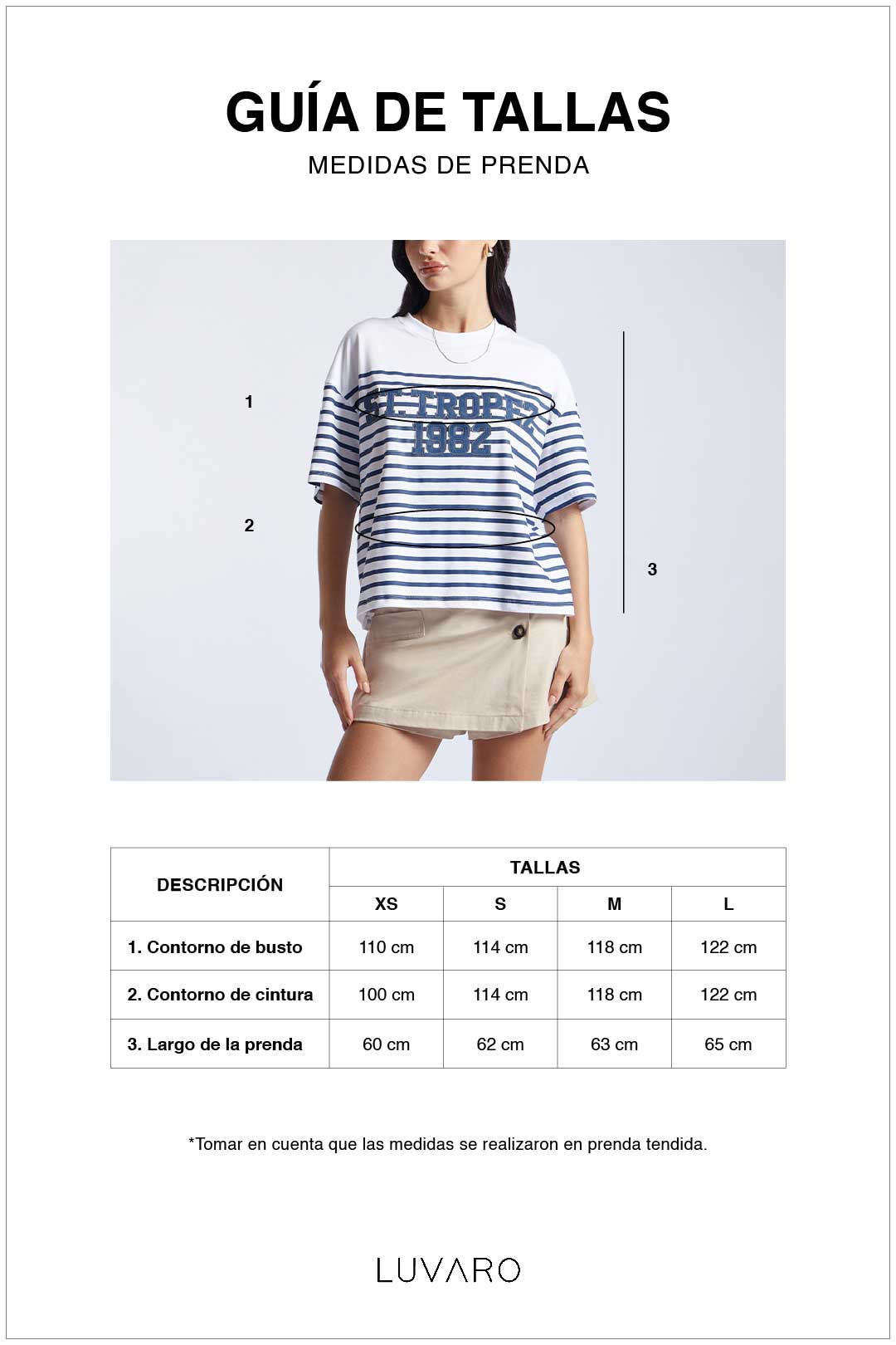 T-Shirt Boxy a Rayas Varsity - Blanco Azul