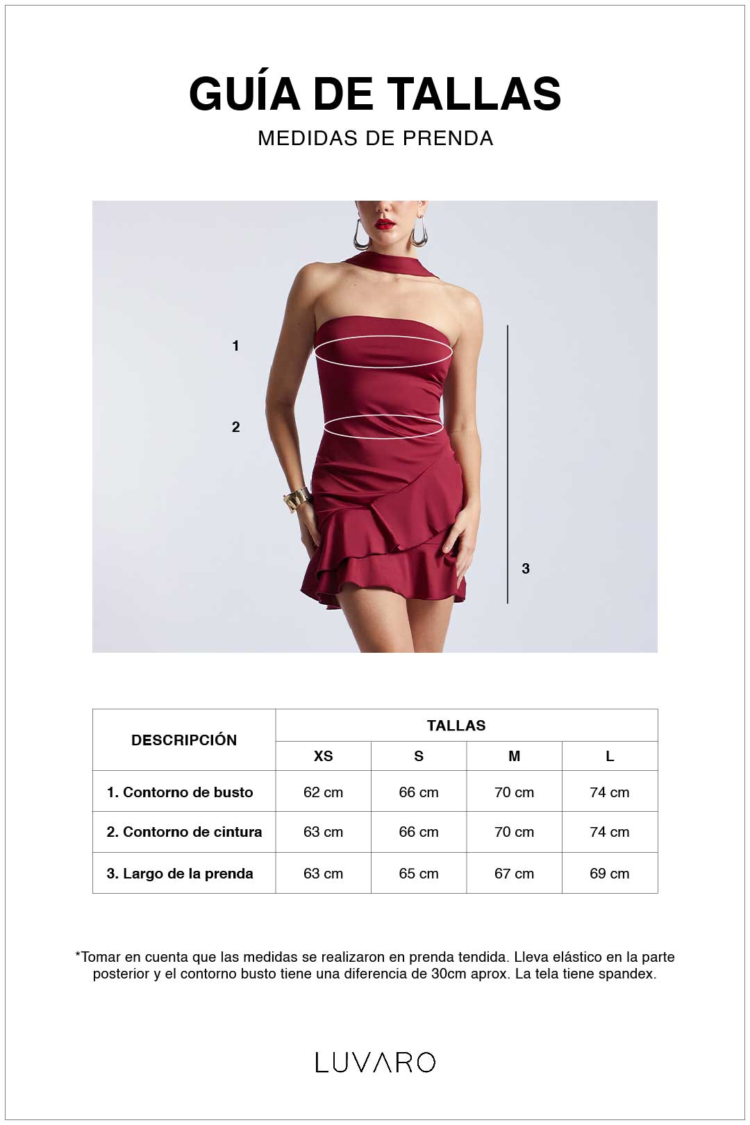 Vestido Strapless con Volantes - Marrón