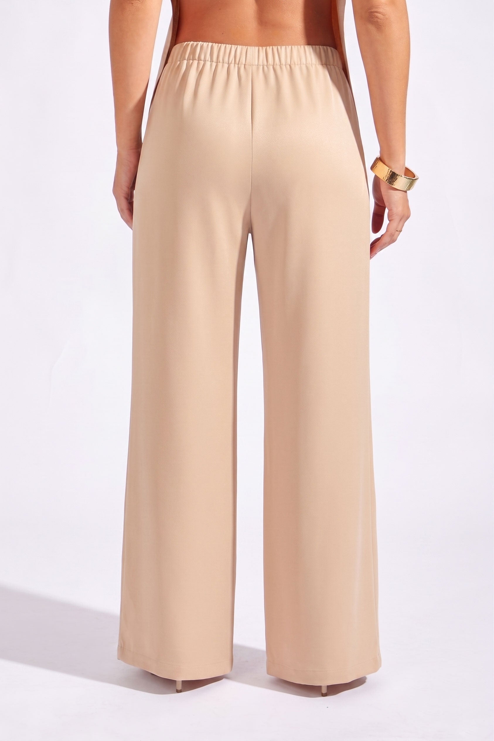 Pantalón Holgado Satín - Beige