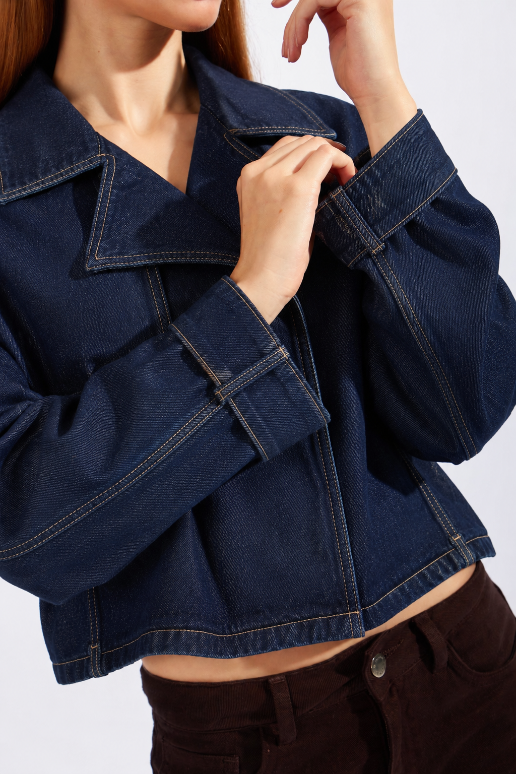 Casaca Denim Cuello Estructurado - Azul Índigo