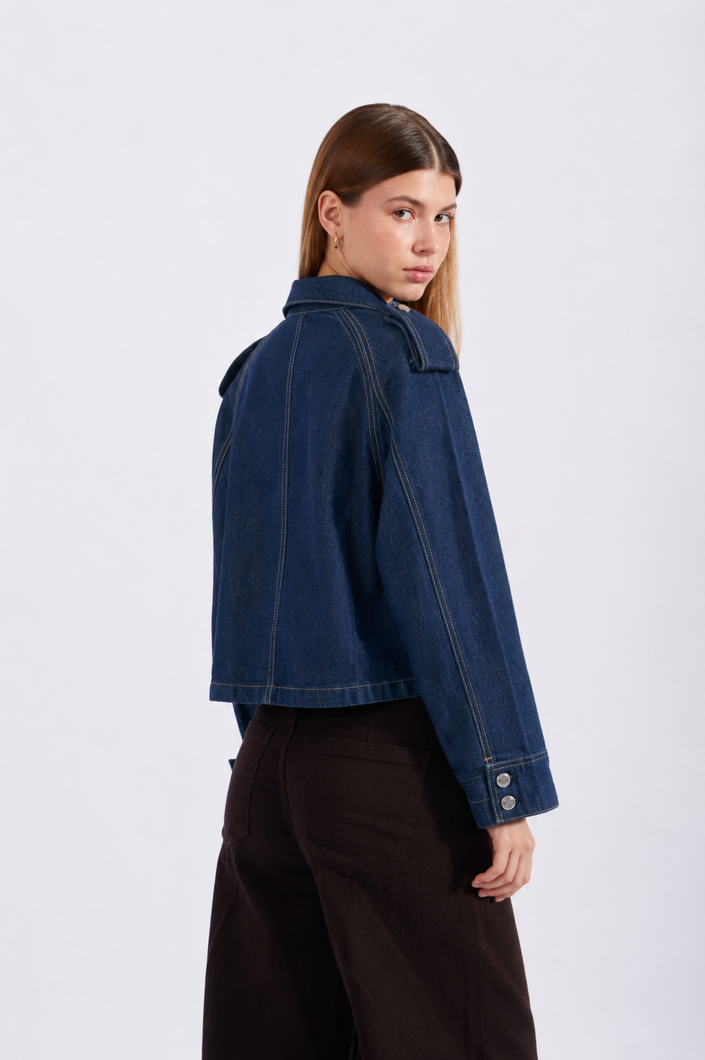 Casaca Denim Cuello Estructurado - Azul Índigo