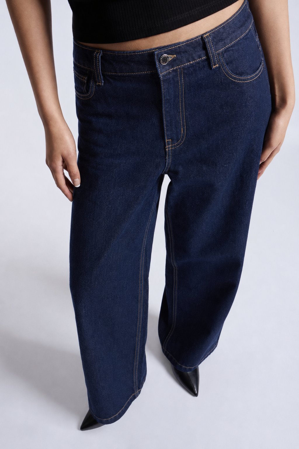 Pantalón Denim Barrel Tiro Alto - Azul Índigo