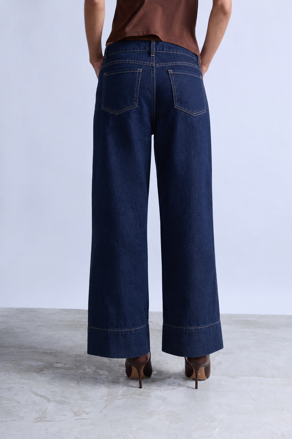 Pantalón Denim Barrel Tiro Alto - Azul Índigo