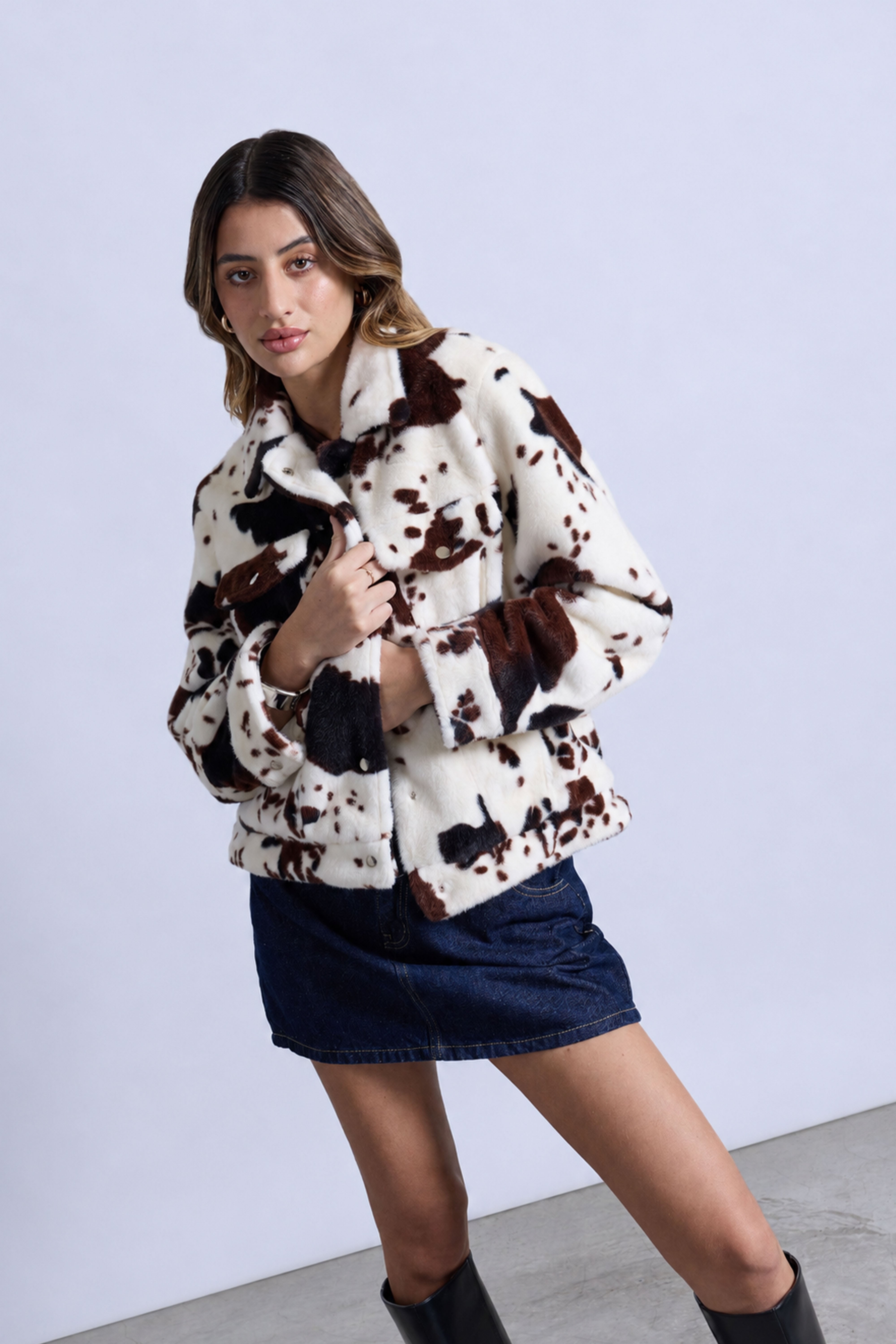 Cazadora Efecto Peluche Cow - Cow print