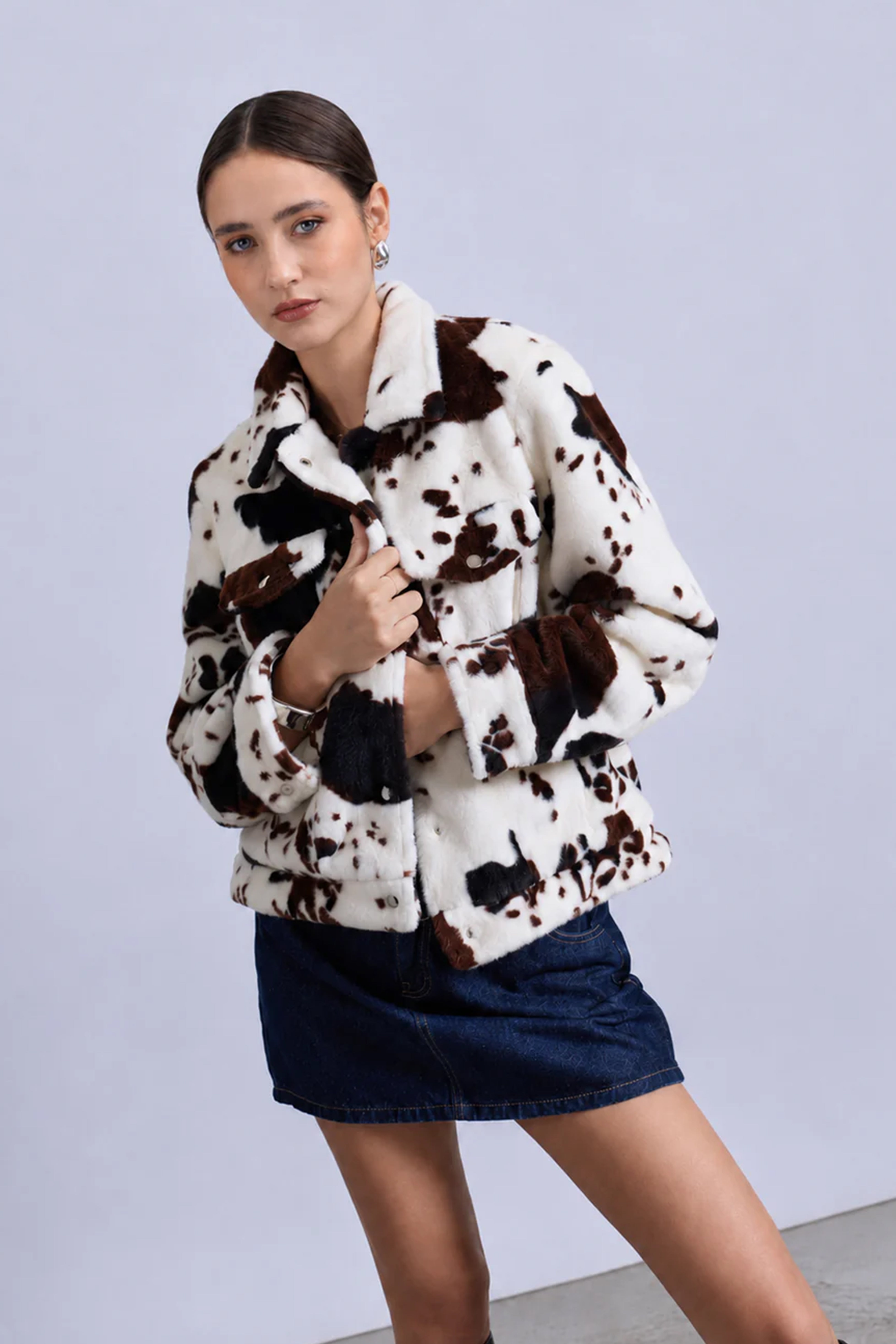 Cazadora Efecto Pelo Cow - Cow print