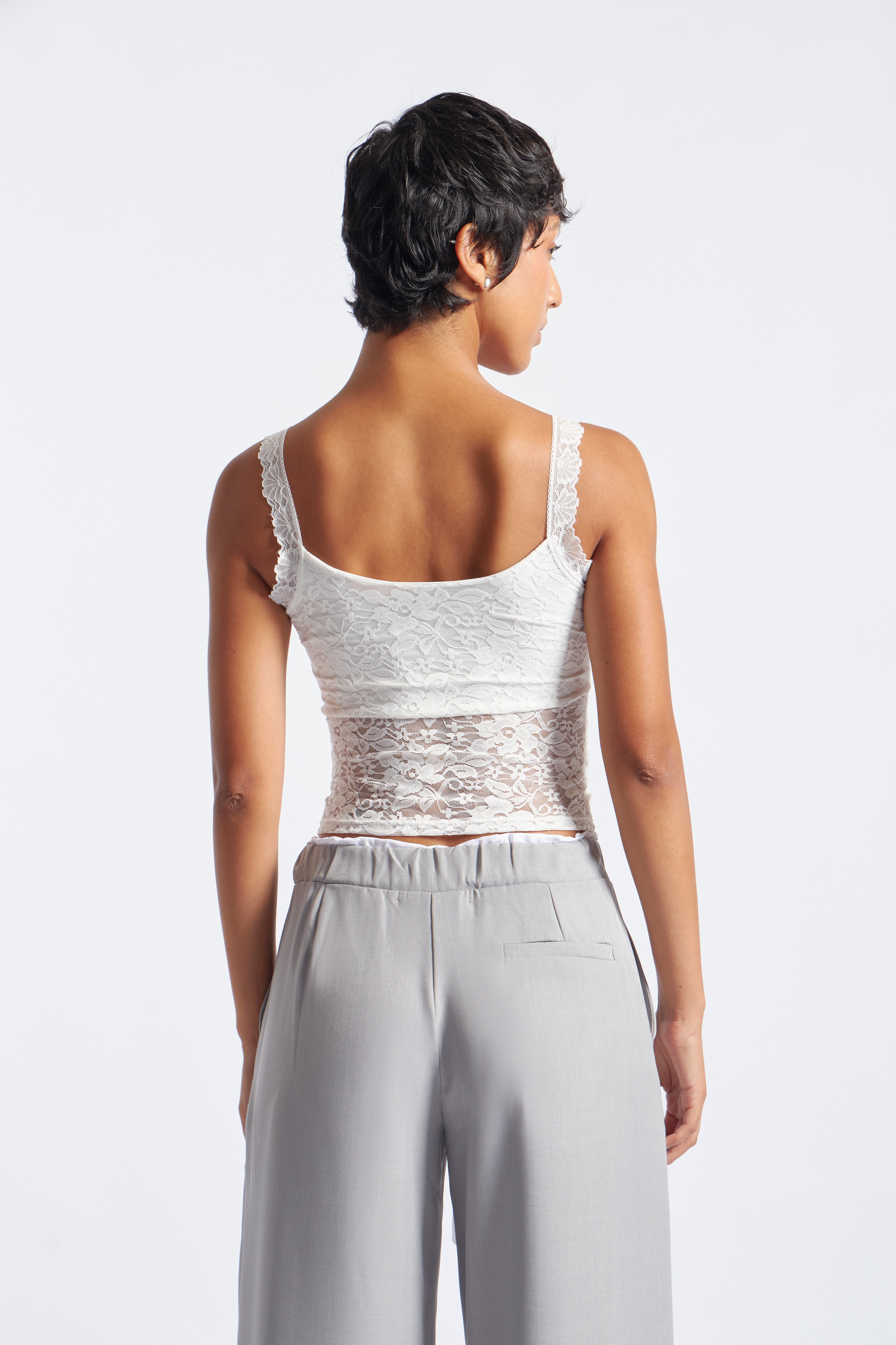 Top Básico Encaje - Perla