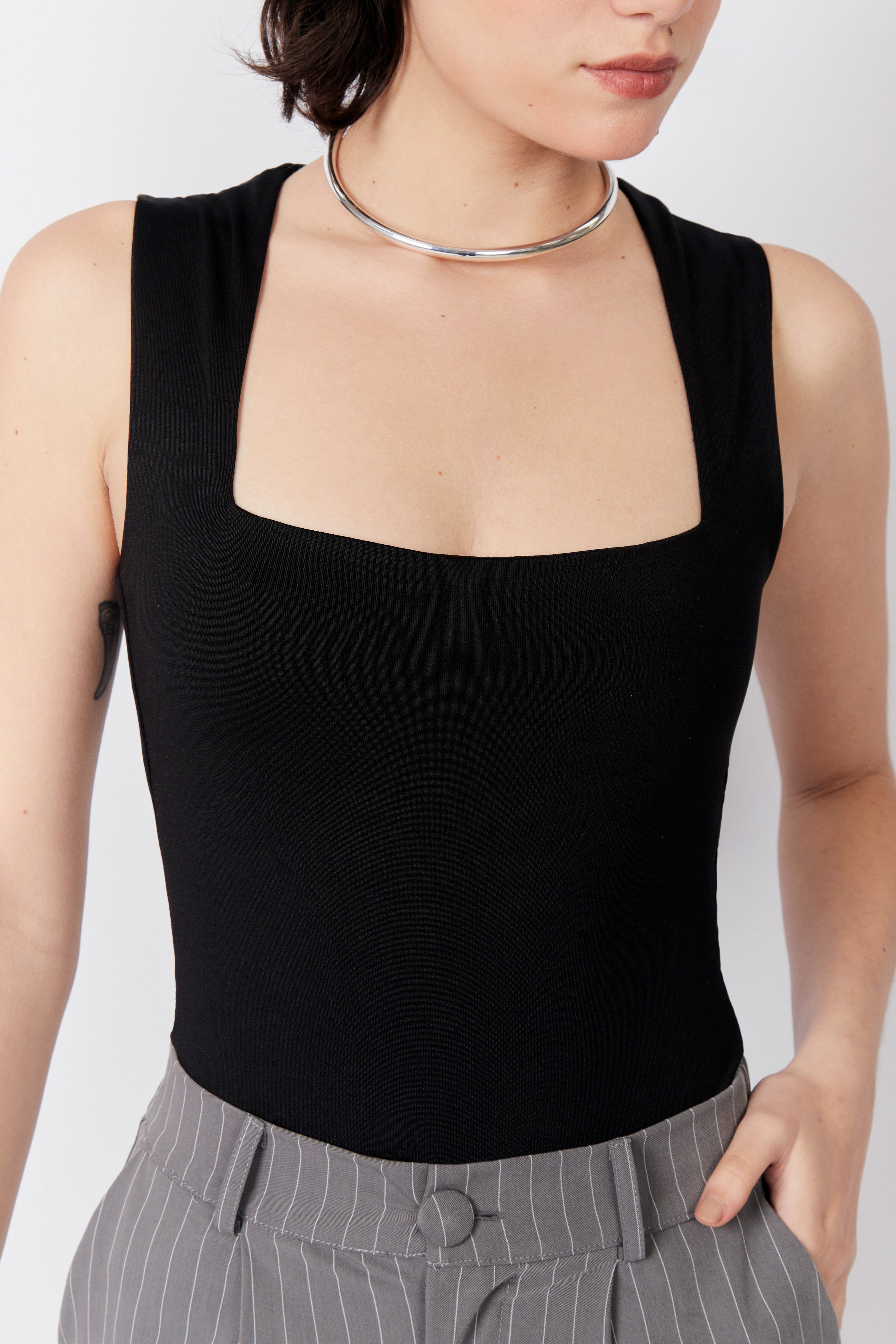 Body Escote Cuadrado - Negro