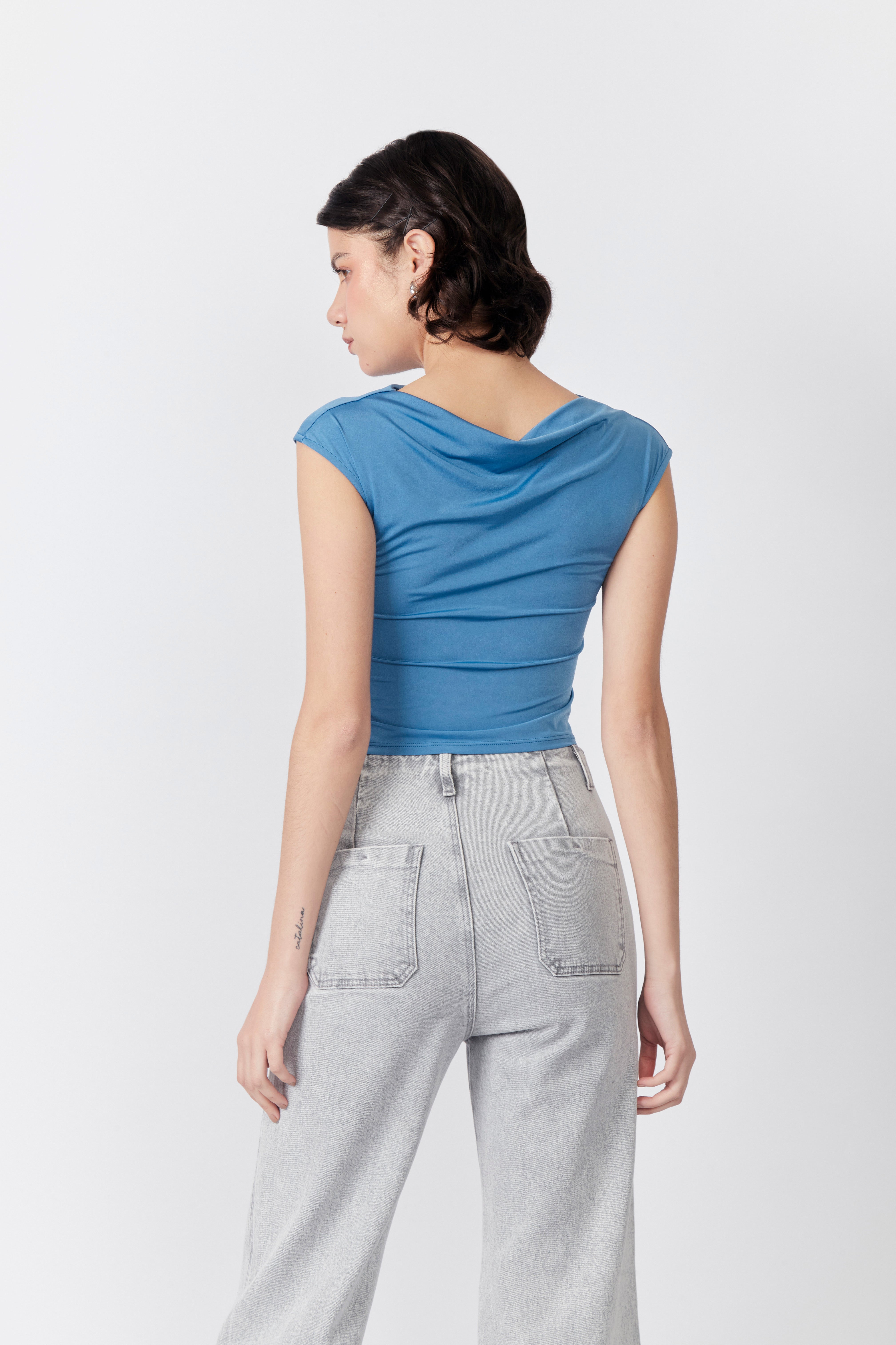 Top Drapeado en Punta - Acero