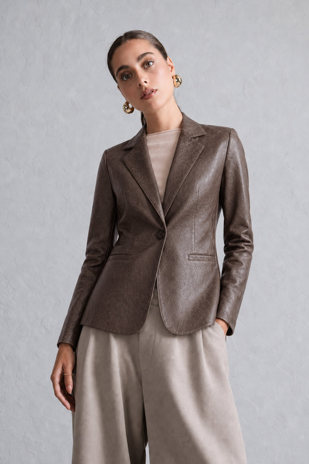 Blazer Leather Slim - Marrón