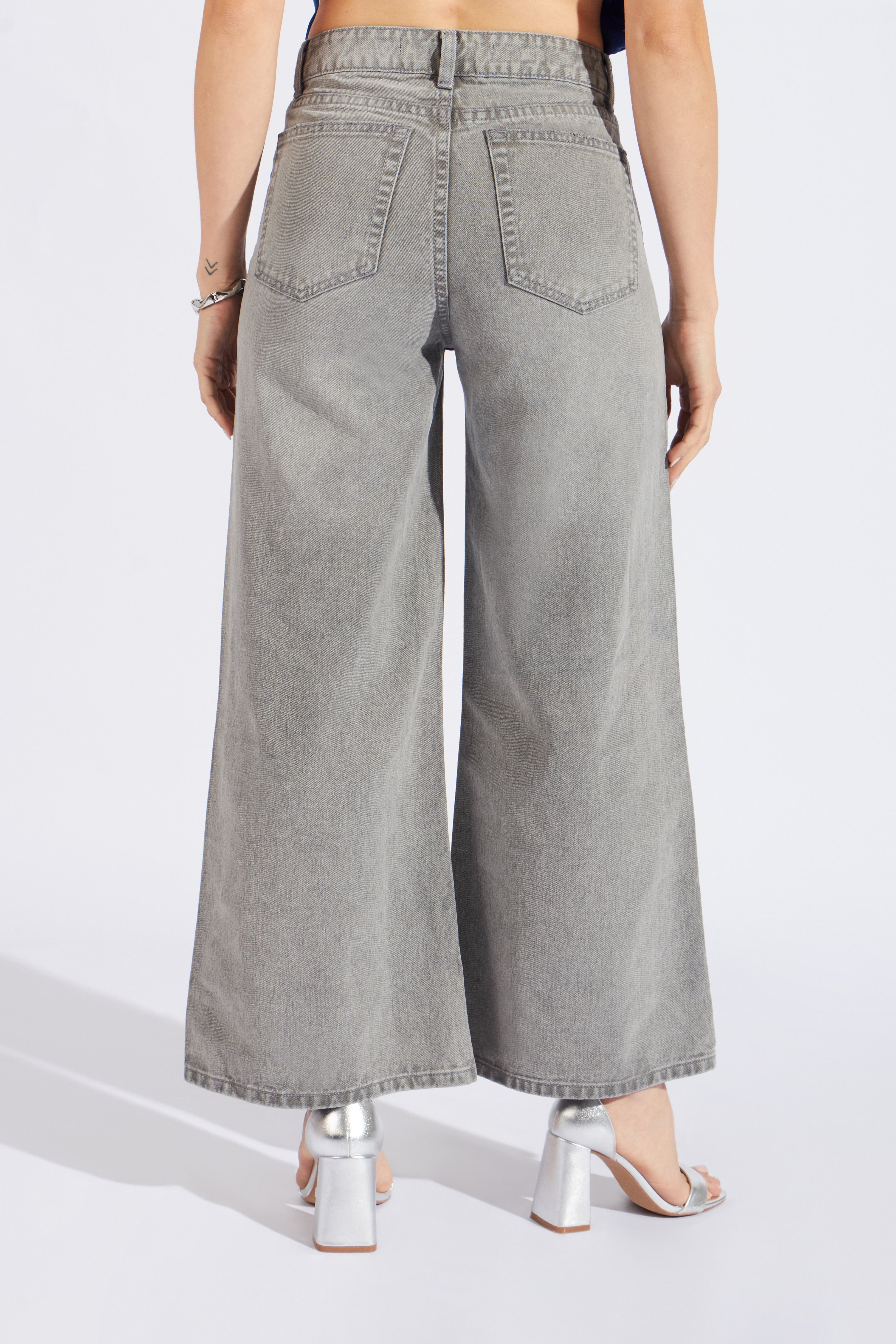 Pantalón Denim Wide 90 - Jeans Gris