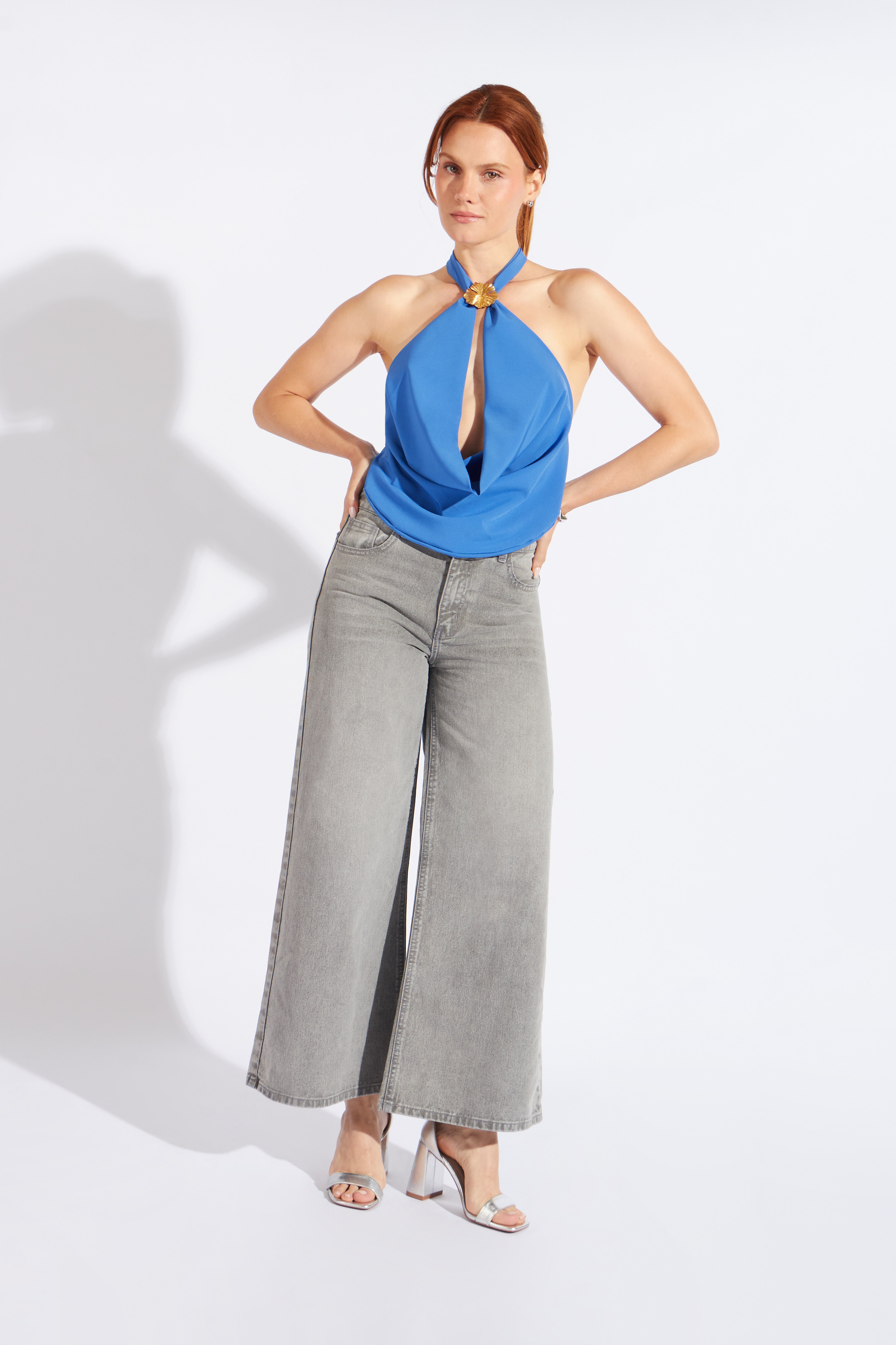 Pantalón Denim Wide 90 - Jeans Gris