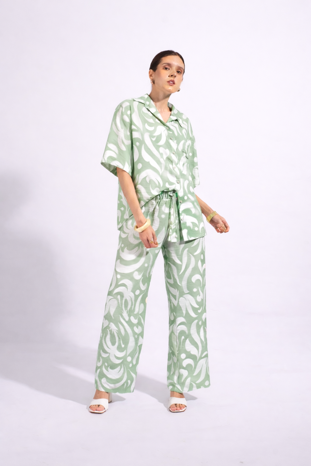 Pantalón Recto Estampado - Aloe