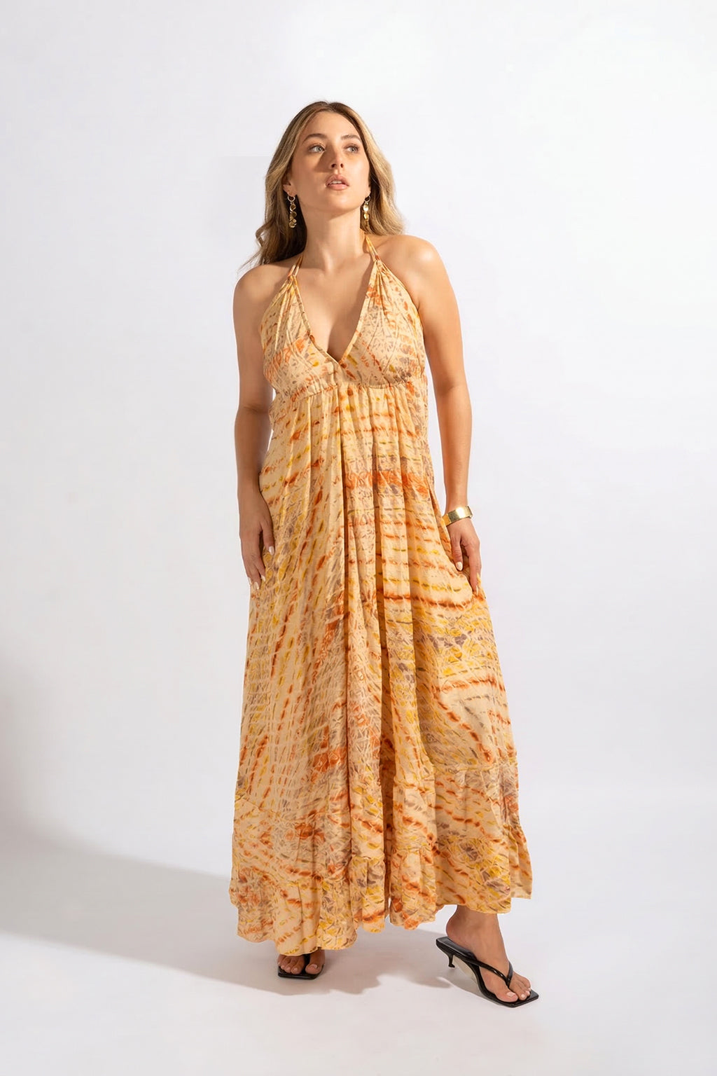 Vestido Bohemio Estampado - Amarillo