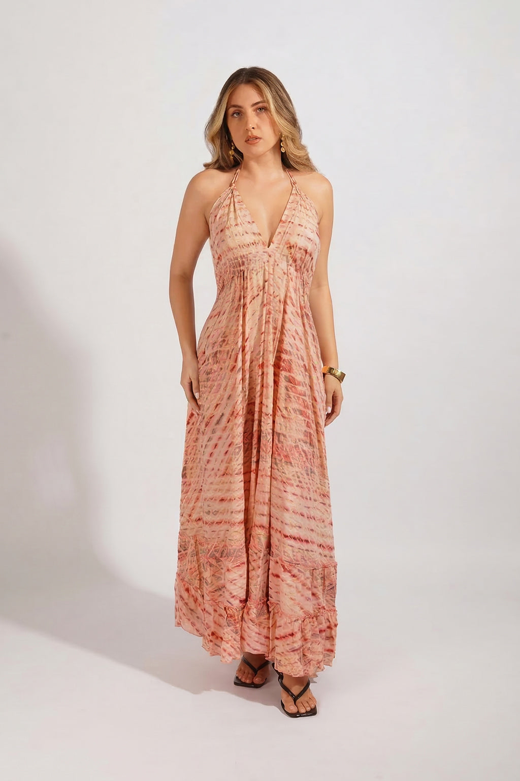 Vestido Bohemio Estampado - Rosado