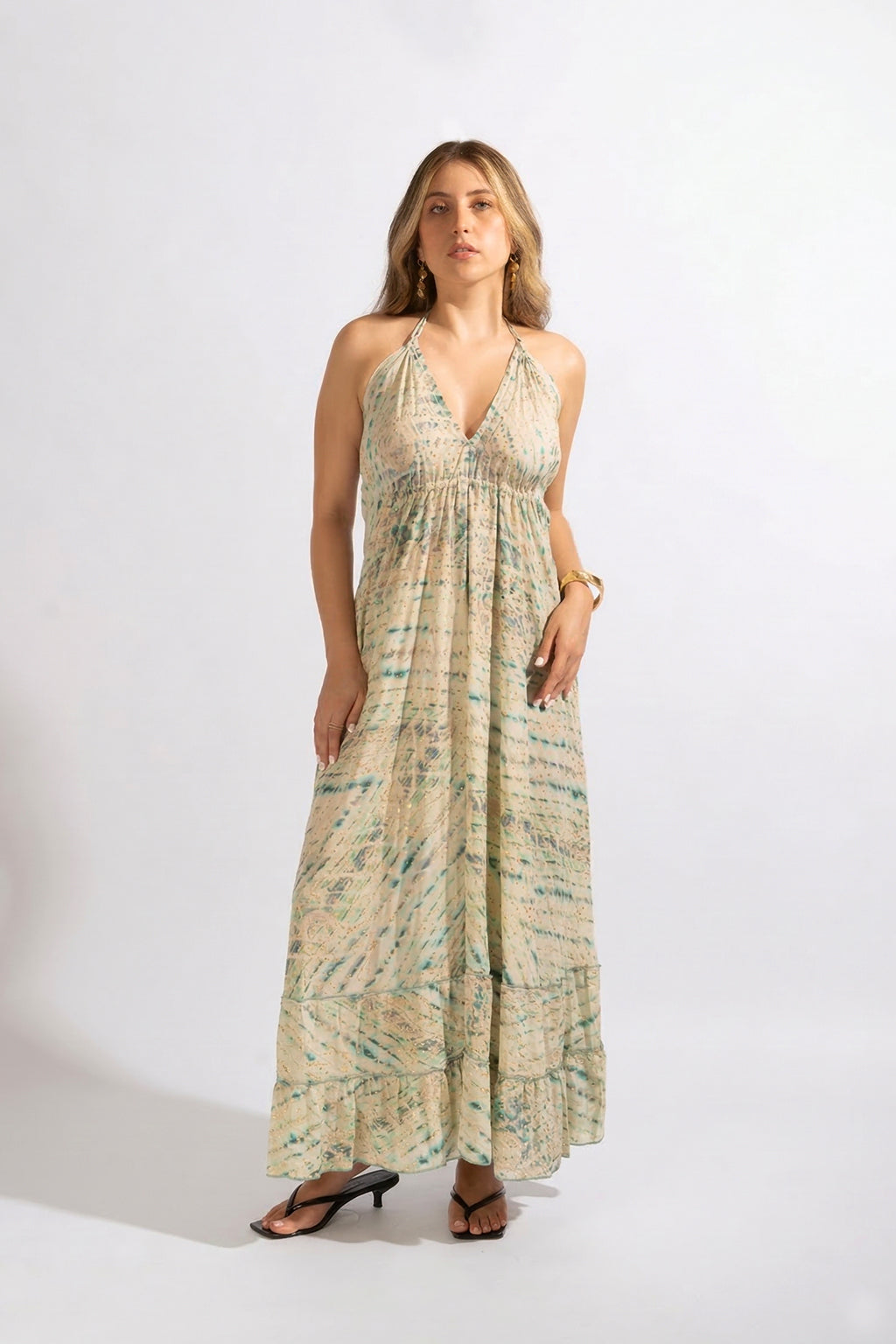 Vestido Bohemio Estampado - Verde