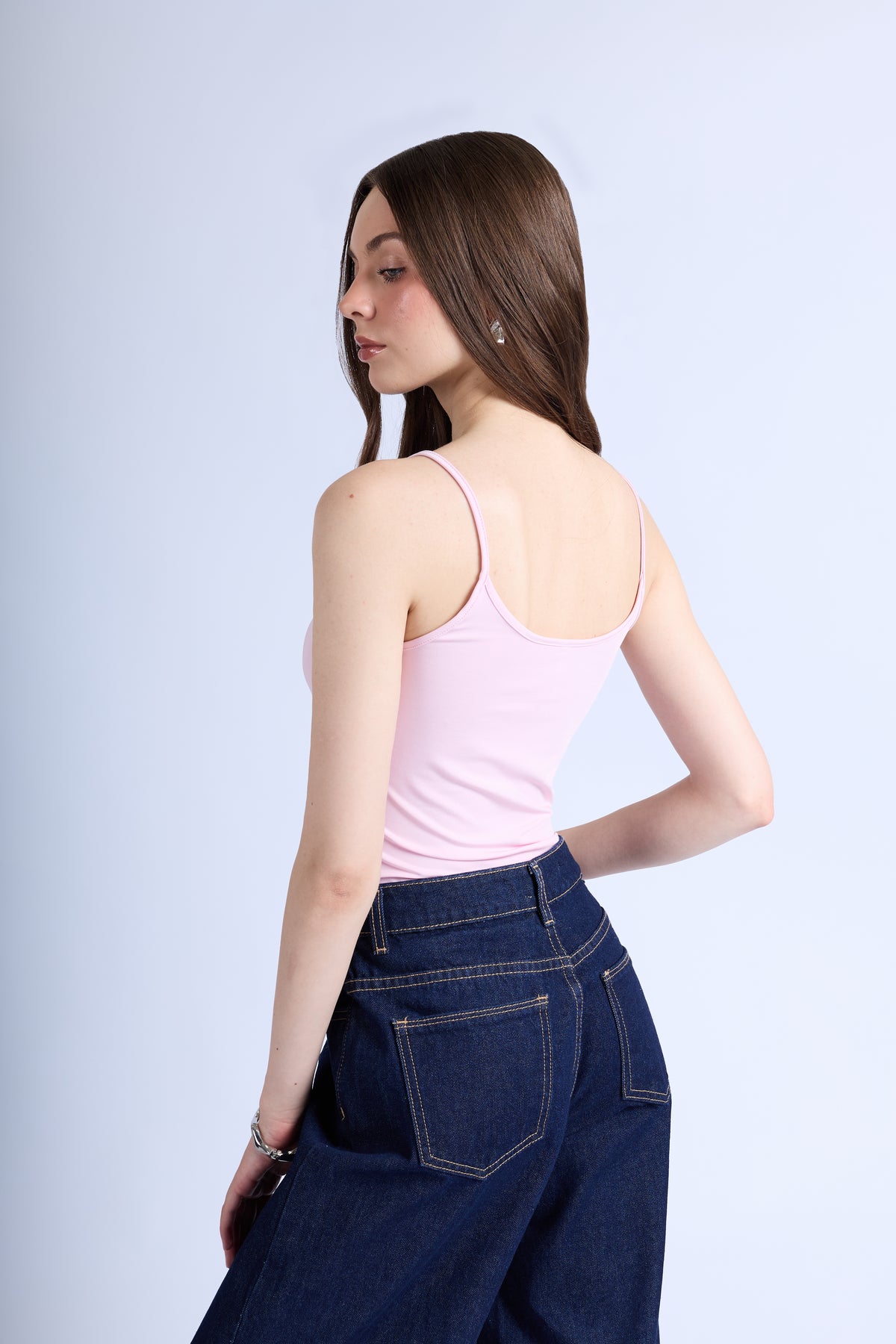 Top Slim Tiras - Rosa Pastel