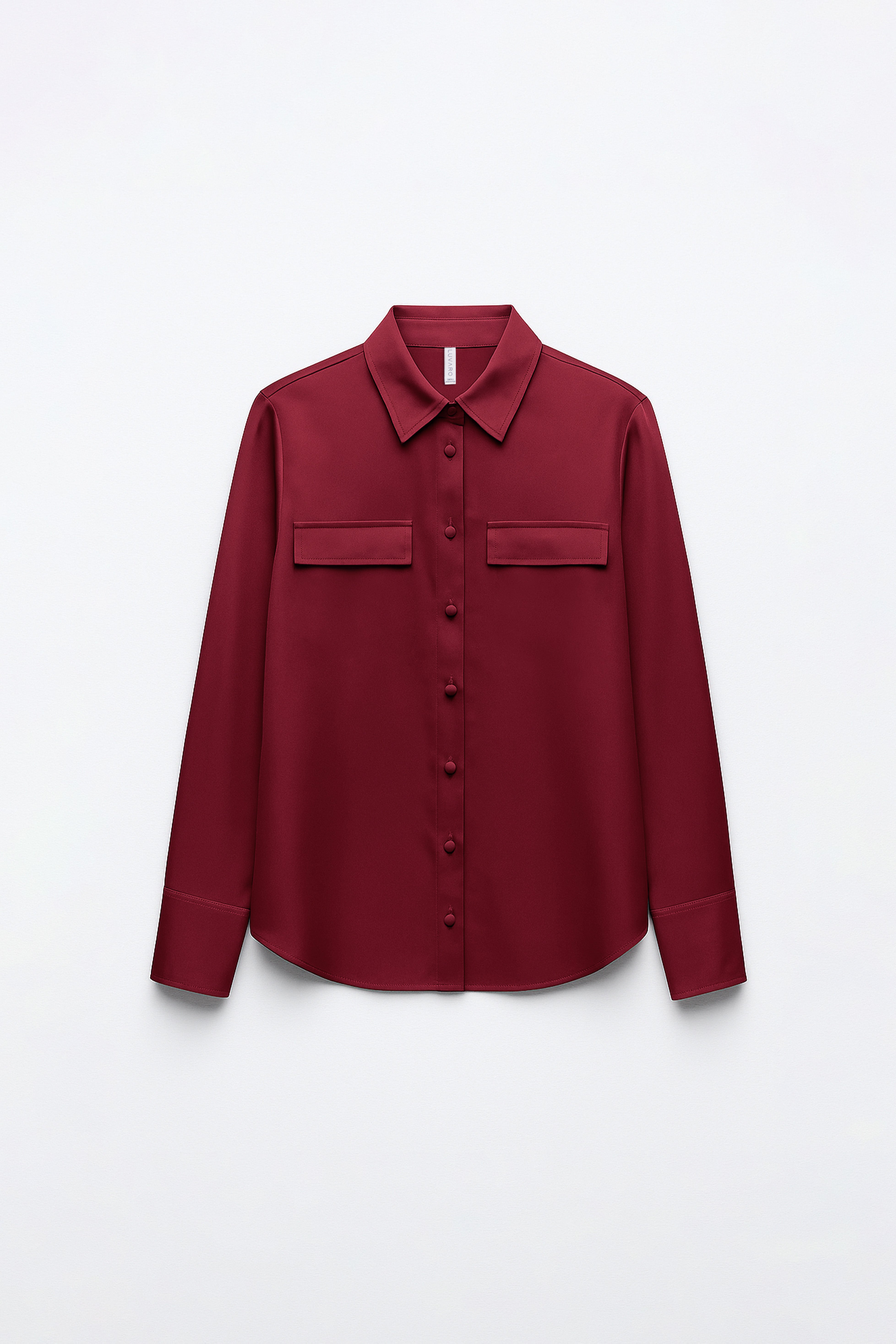 Camisa Satin Bolsillos - Vino