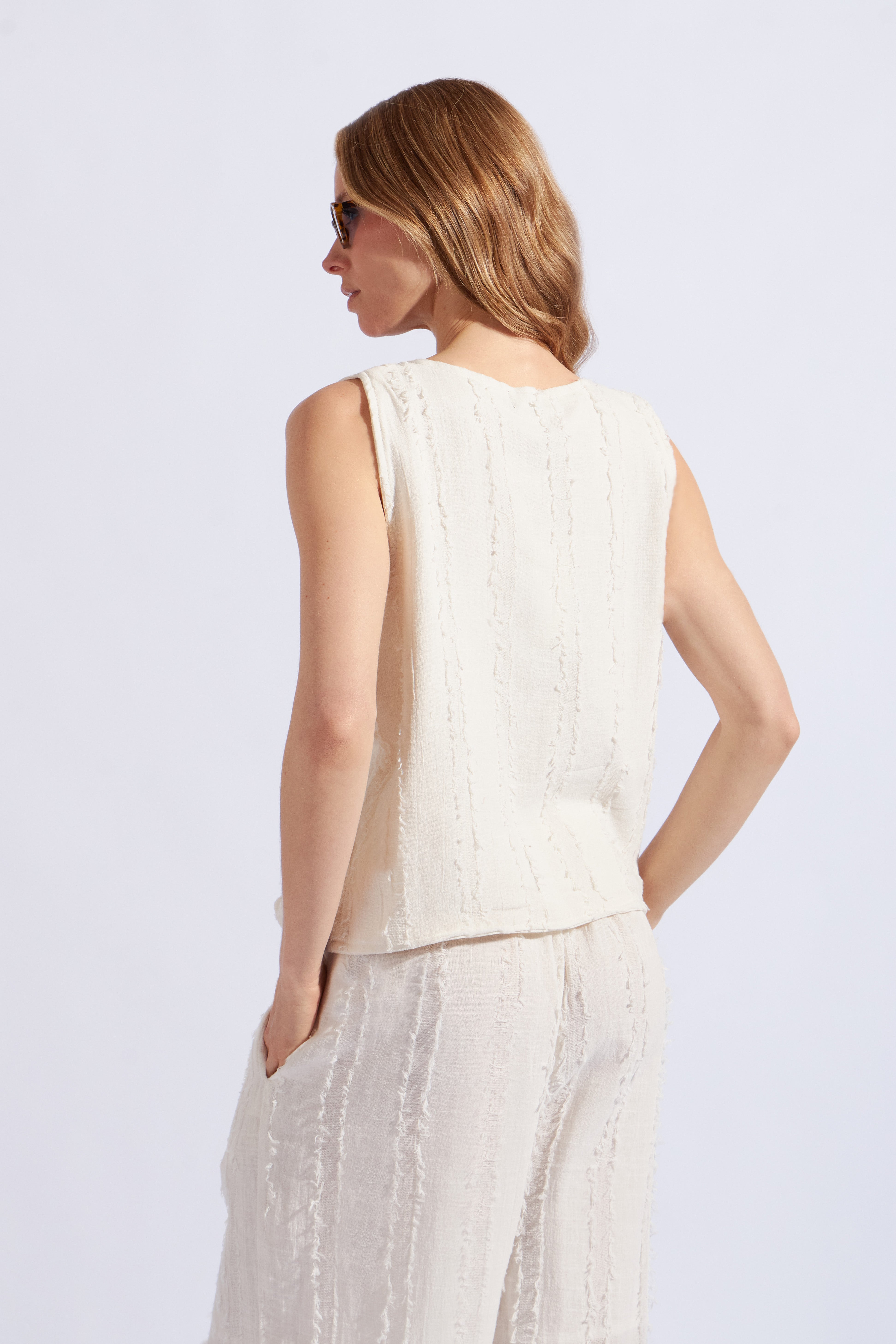 Chaleco Lazos Textura - Blanco